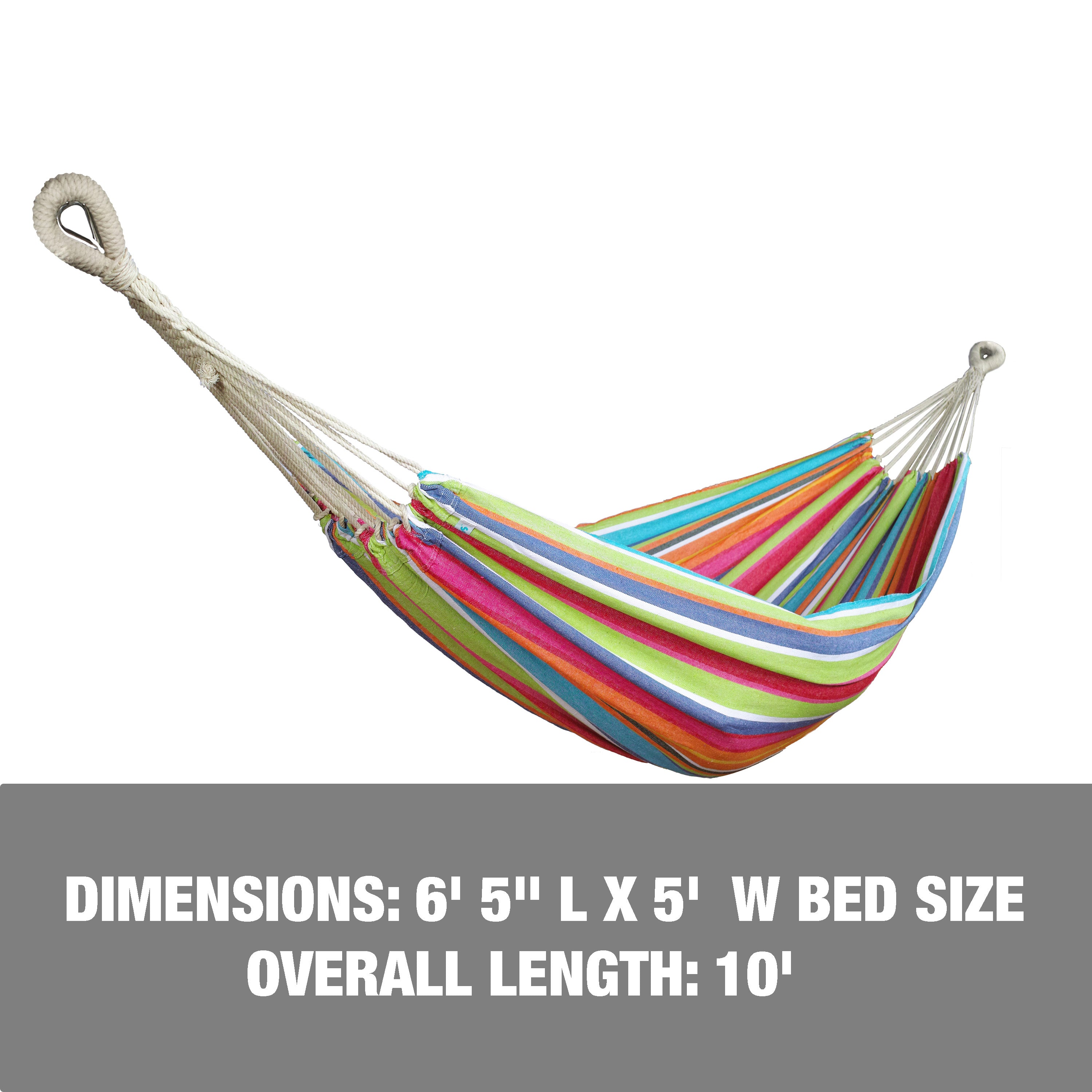 Dimensions: 6 foot and 5 inch length, 5 foot width, and 10 foot overall length.