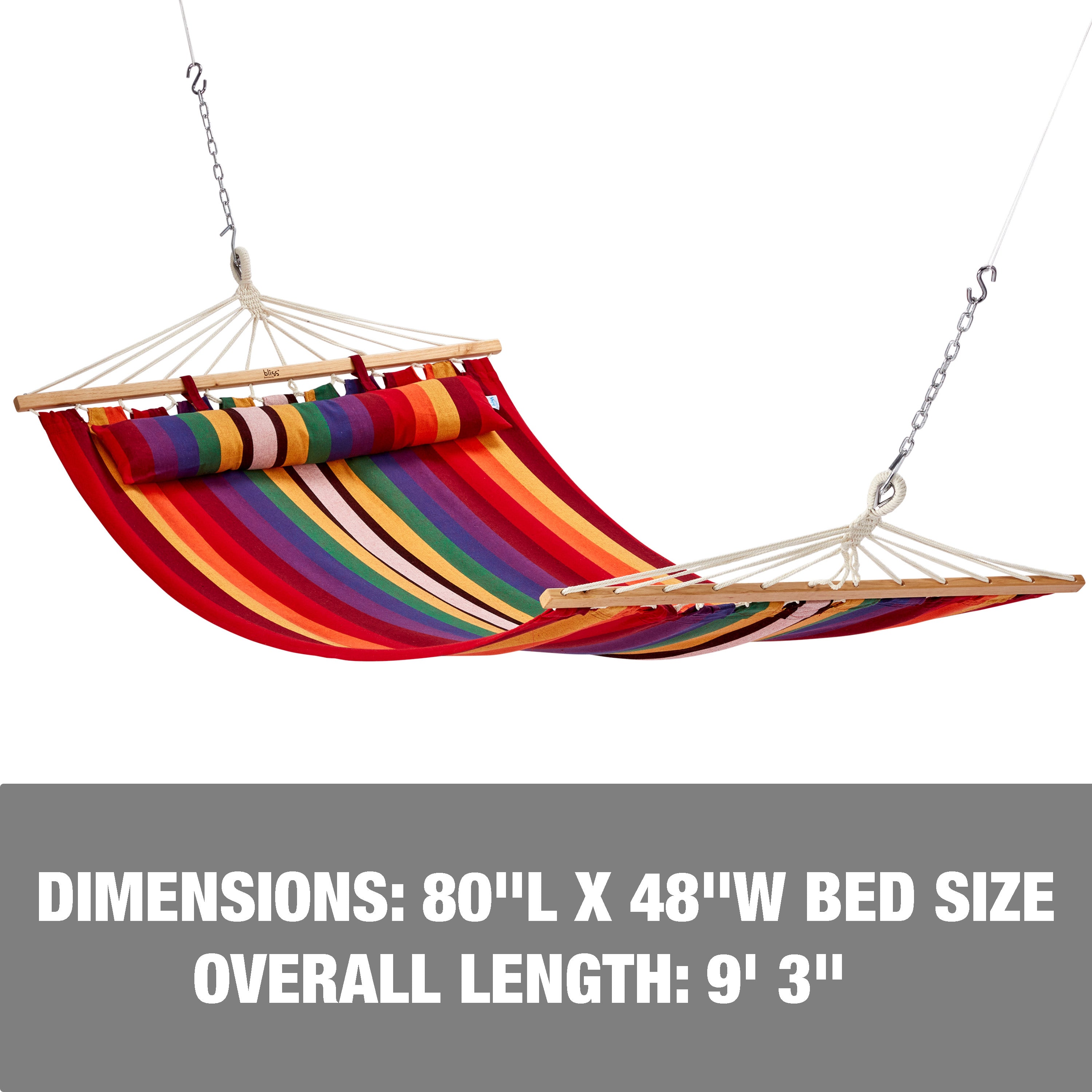 Dimensions: 80-inch length, 48-inch width, and an overall length of 9 feet and 3 inches.
