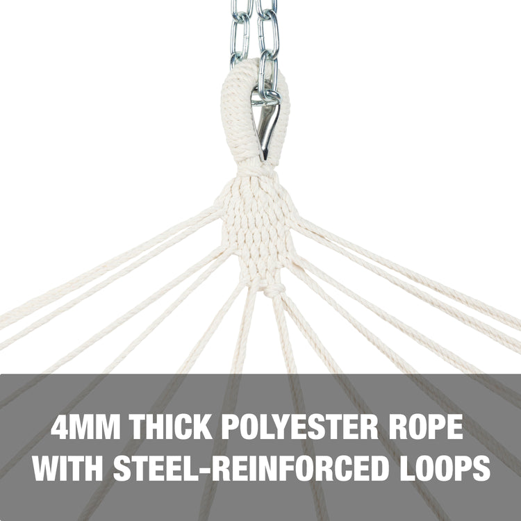 4mm thick polyester rope with steel reinforced loops.