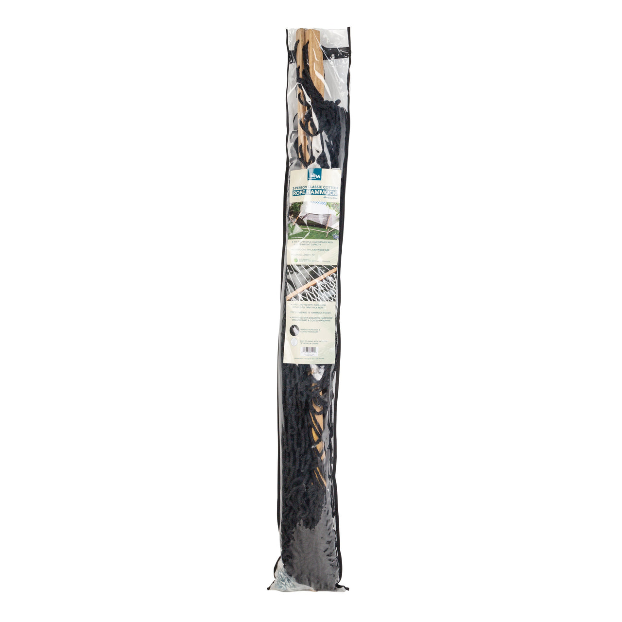 Storage and carry bag for the Bliss Hammocks 60-inch Wide Black Cotton Rope Hammock.