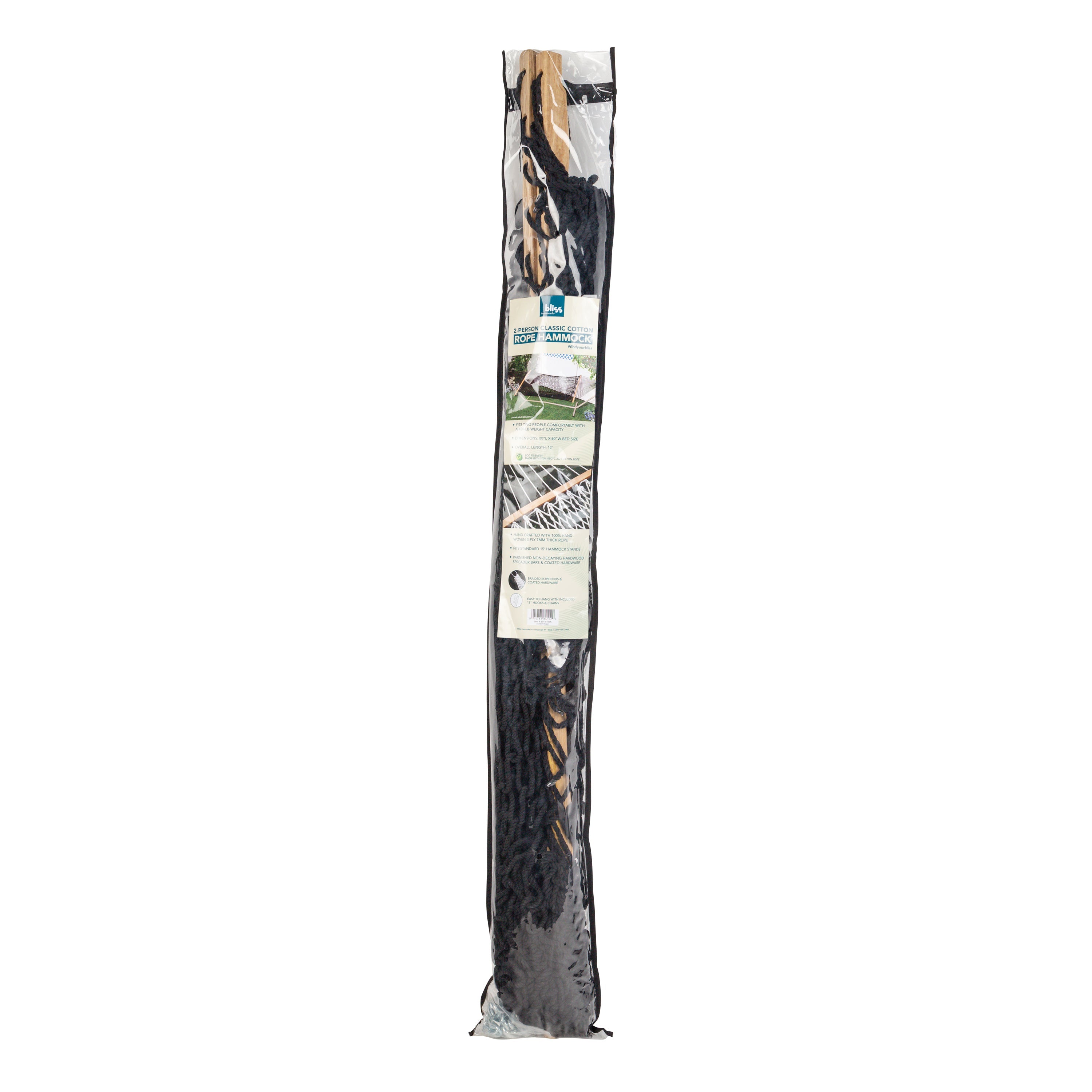 Storage and carry bag for the Bliss Hammocks 60-inch Wide Black Cotton Rope Hammock.