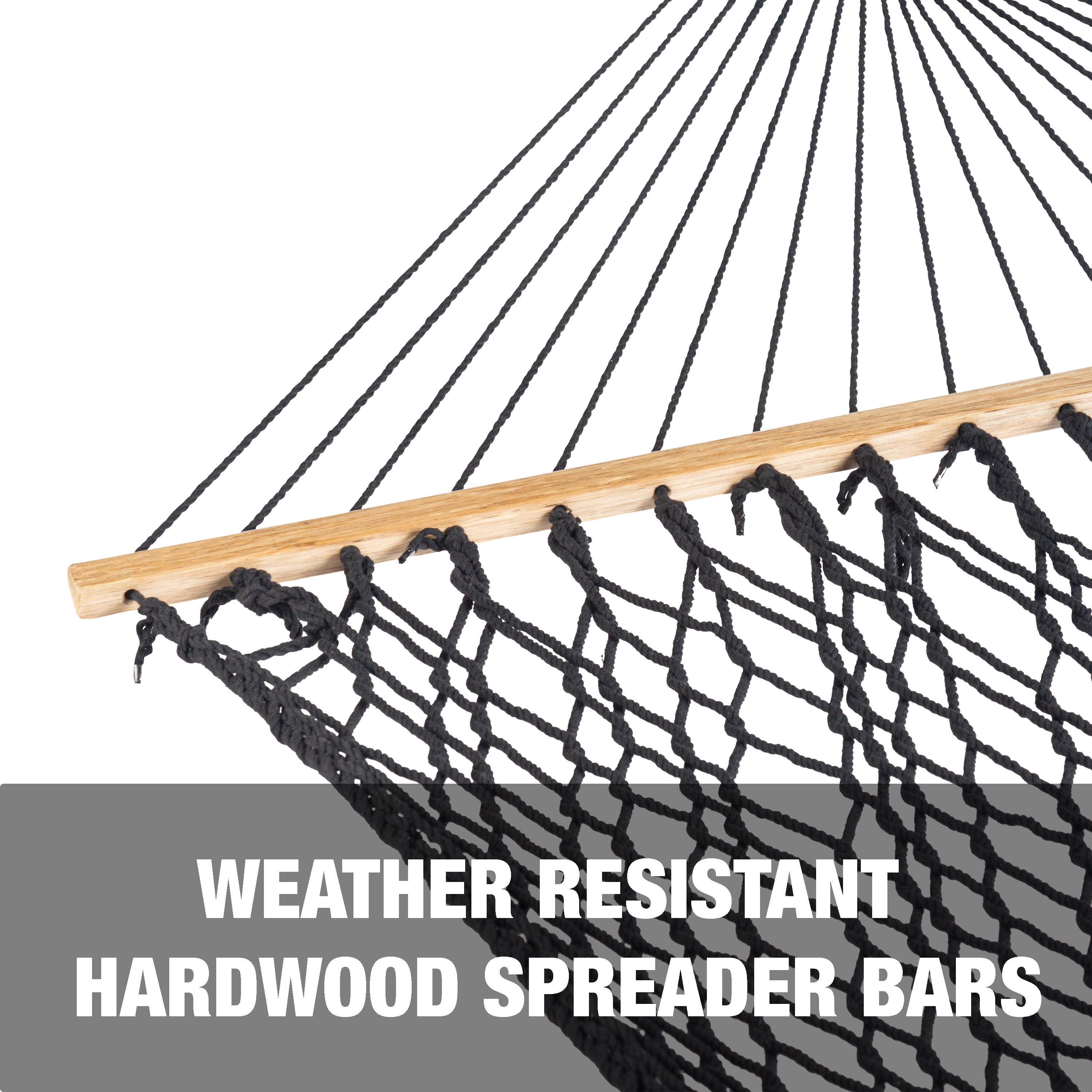 Weather resistant hardwood spreader bars.