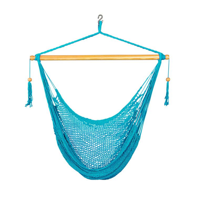 Bliss Hammocks 40-inch Light Blue Island Rope Hammock Chair.