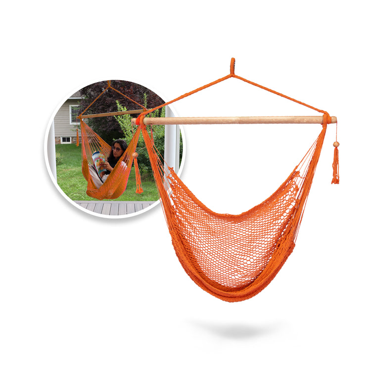 Bliss Hammocks Rope Hammock Chair with inset image of product in use