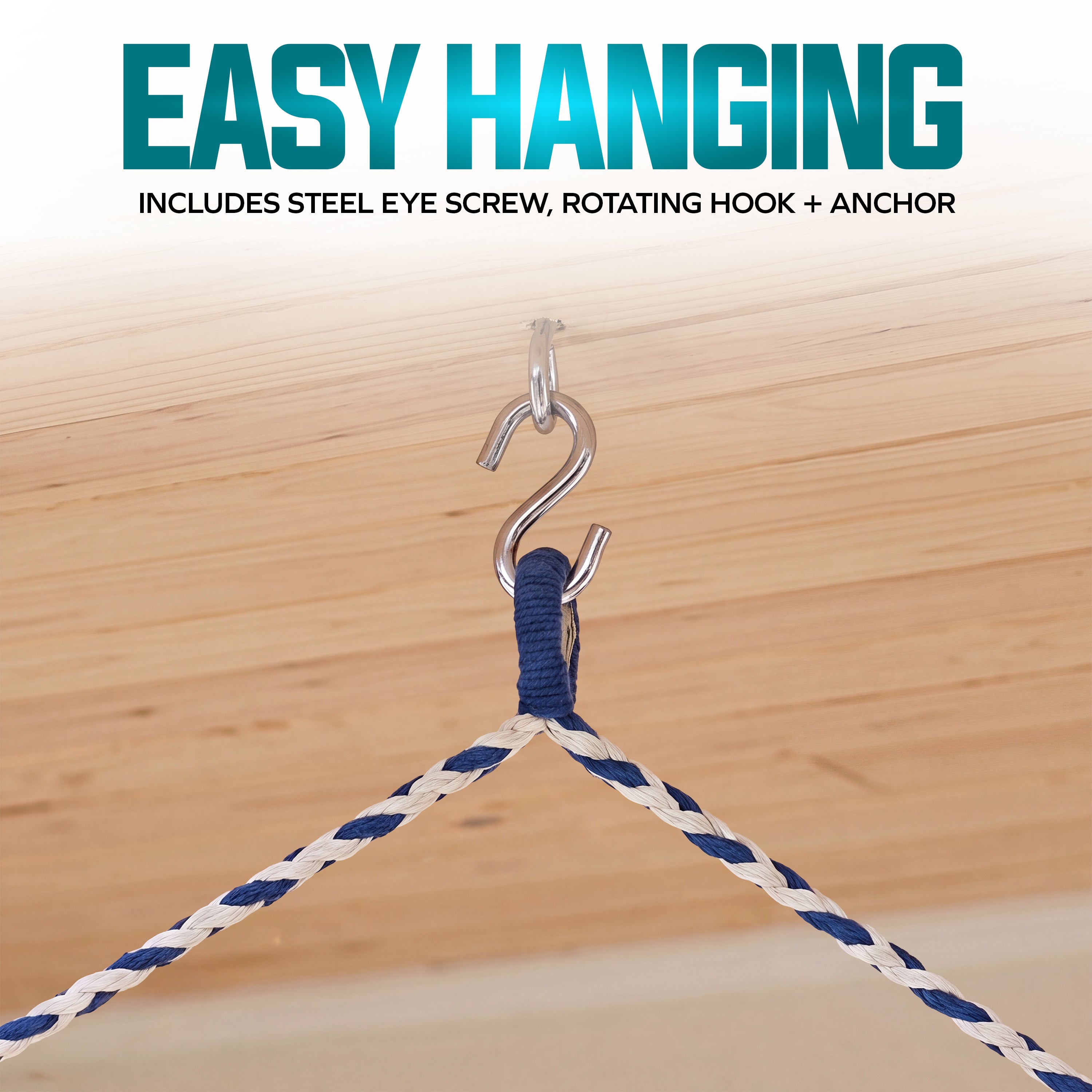 Bliss Hammocks BHC-412 Island Rope Hammock Chair W/ Spreader Bar & Hanging Hardware | 40-in. Wide | 265 Lb. Capacity (Multi-Color)