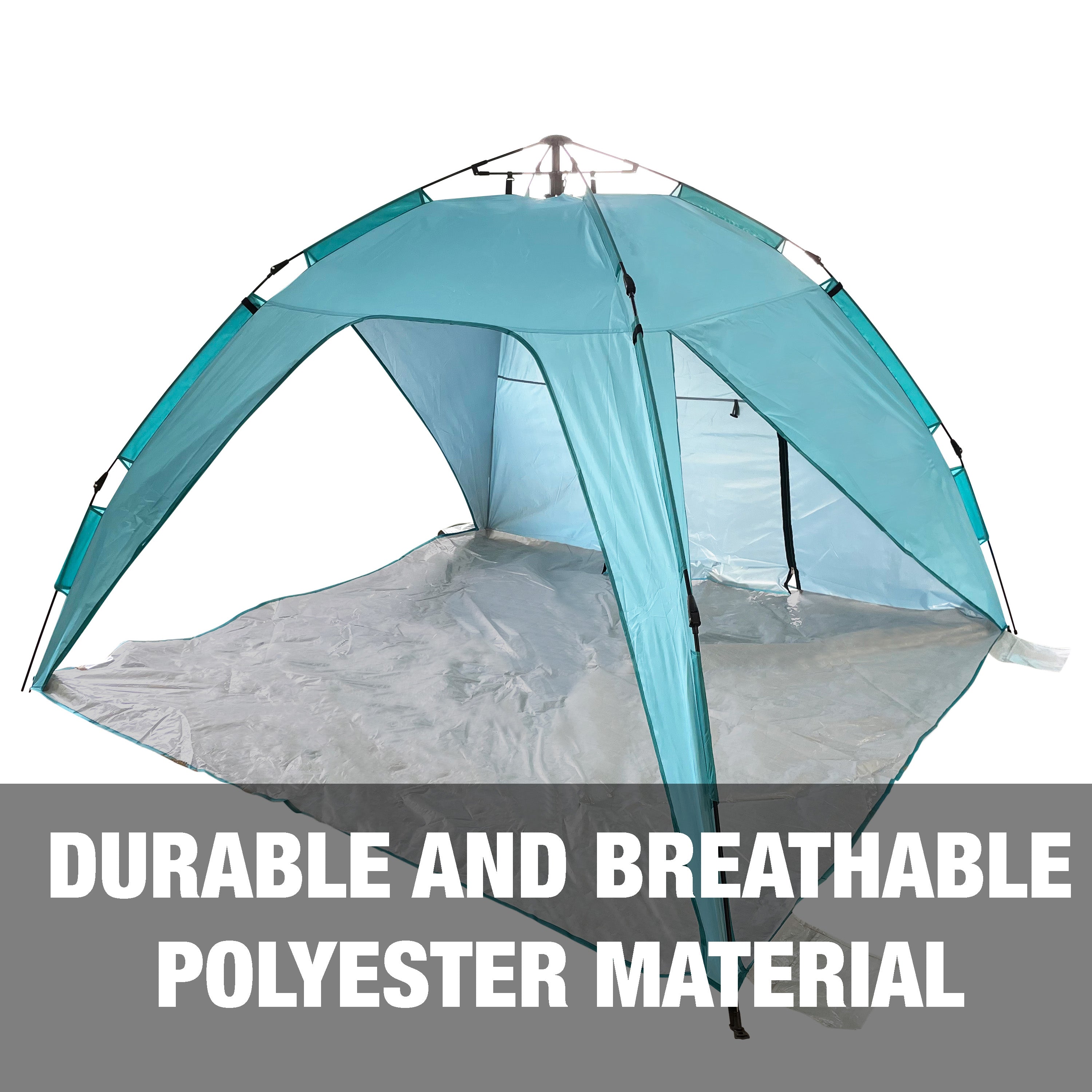 Durable and breathable polyester material.