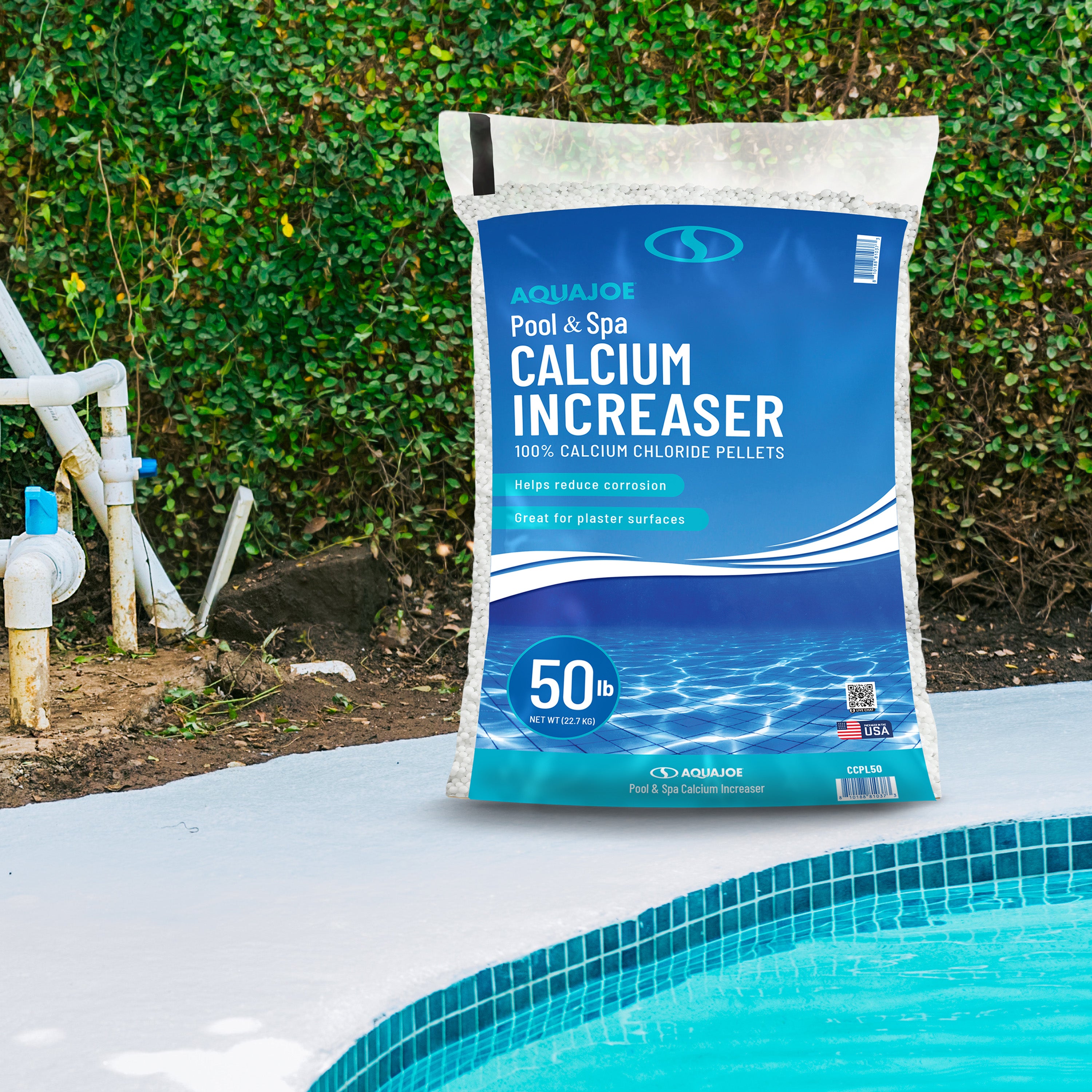 Aqua Joe Pool and Spa Calcium Hardness Increaser | Calcium Chloride Pellets | 50 Lb Bag | Above Ground and Inground Swimming Pools System Accessory for Care, Cleaning, and Maintenance (CAN BE USED FOR ICE MELT)