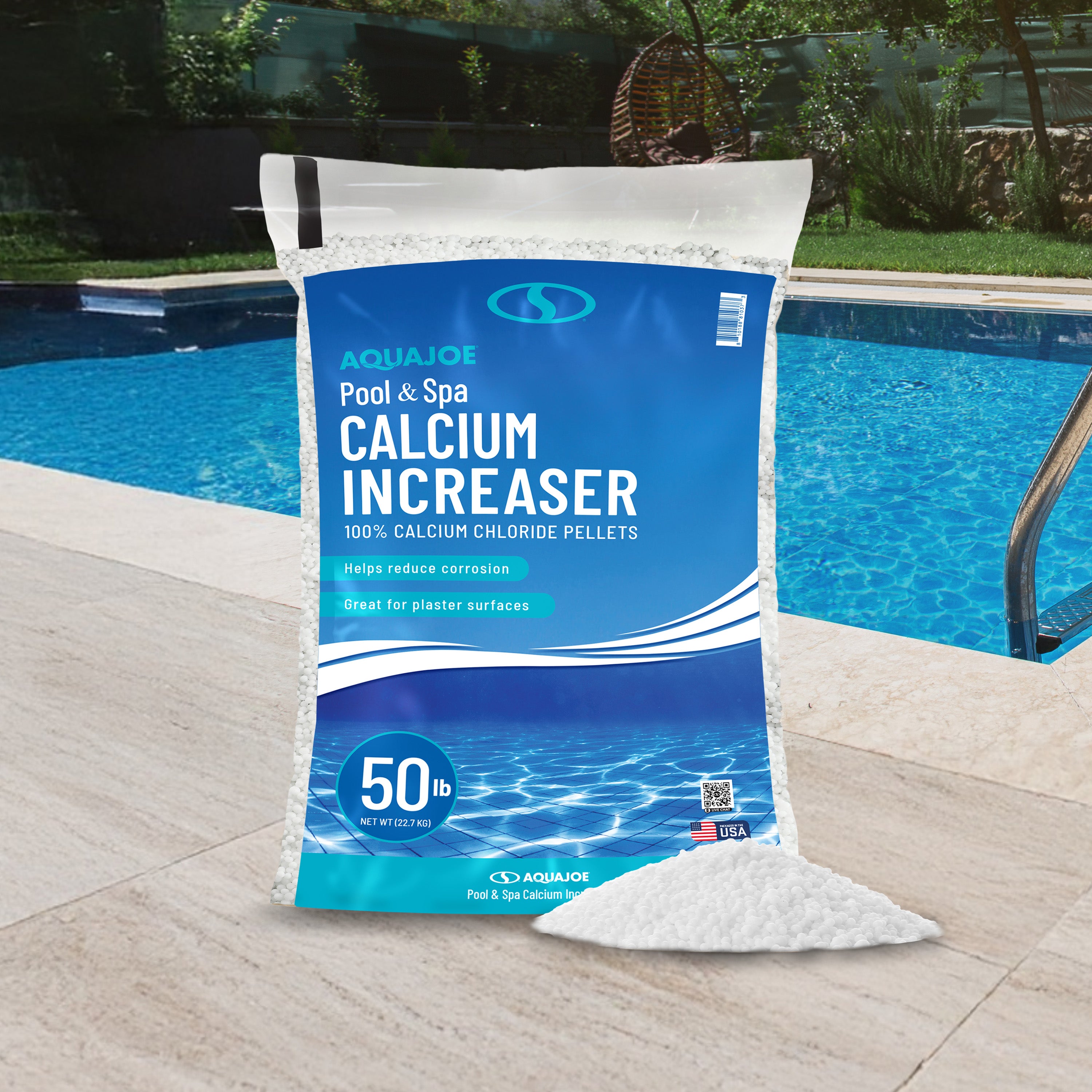 Aqua Joe Pool and Spa Calcium Hardness Increaser | Calcium Chloride Pellets | 50 Lb Bag | Above Ground and Inground Swimming Pools System Accessory for Care, Cleaning, and Maintenance (CAN BE USED FOR ICE MELT)