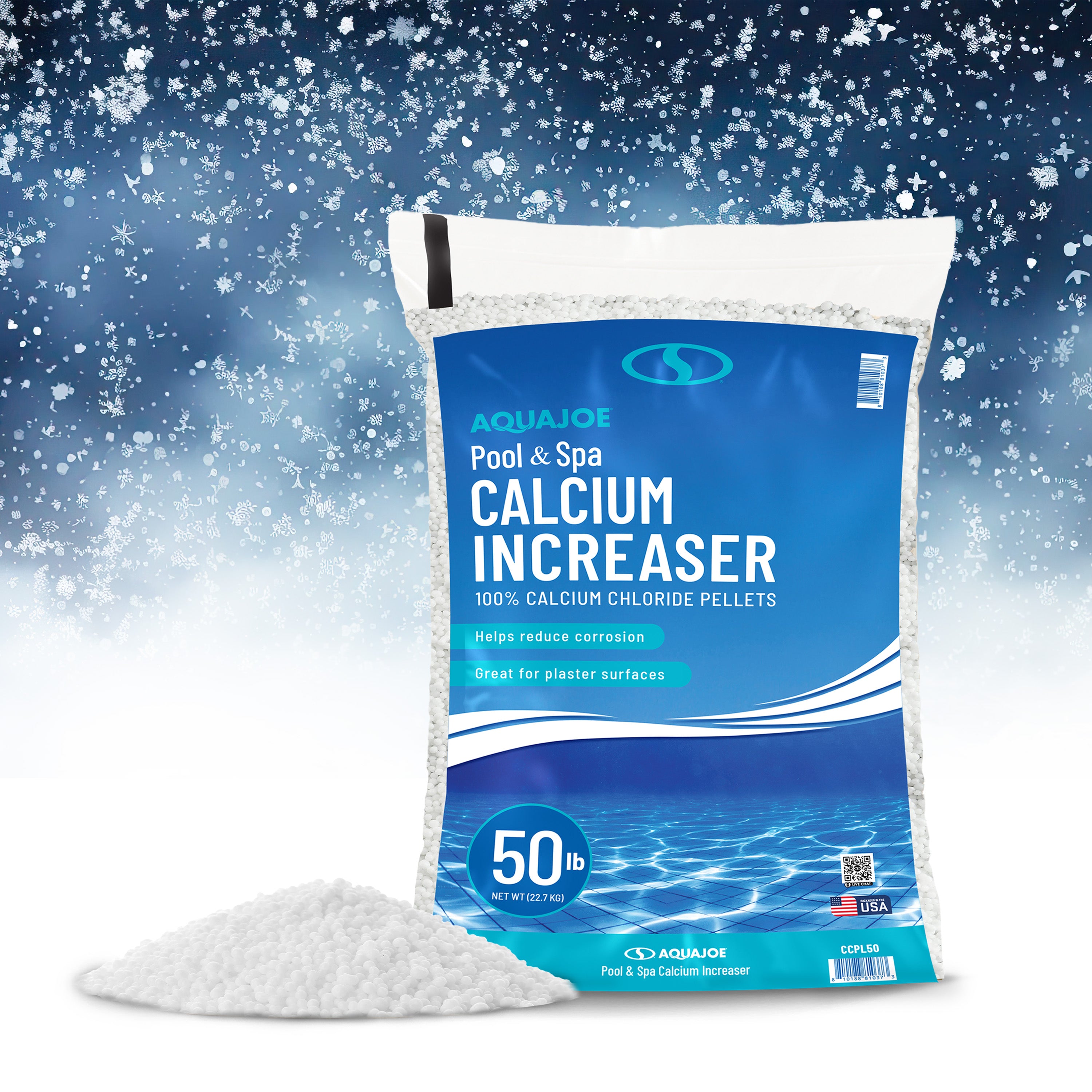 Aqua Joe Pool and Spa Calcium Hardness Increaser | Calcium Chloride Pellets | 50 Lb Bag | Above Ground and Inground Swimming Pools System Accessory for Care, Cleaning, and Maintenance (CAN BE USED FOR ICE MELT)