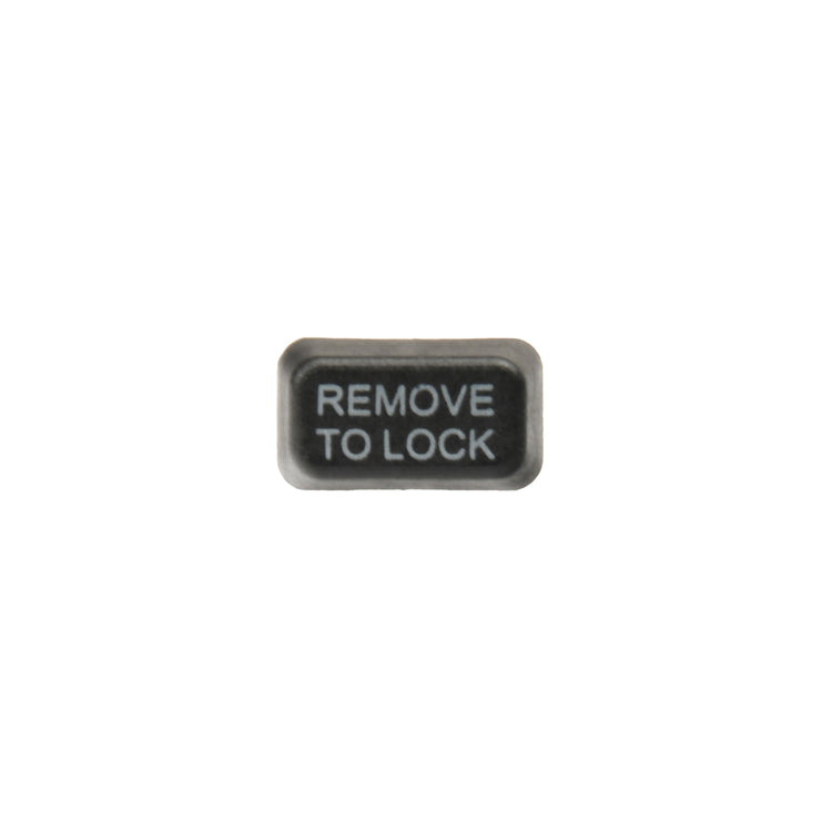 Front view of the switch part, with "remove to lock" shown.