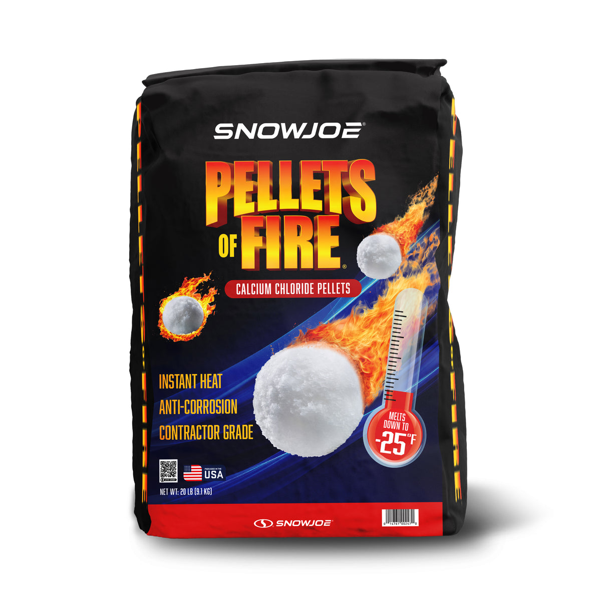 Pellets of Fire Calcium Chloride Ice and Snow Melt + Deicer | 20 Lb. Bag | Works to -25°F