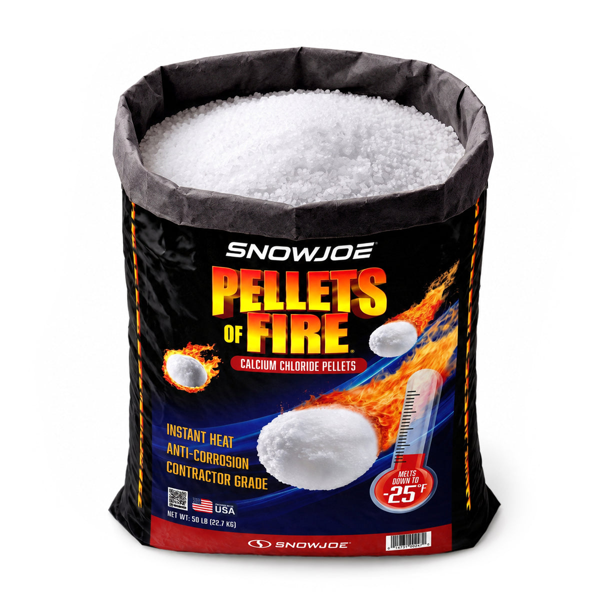 Pellets of Fire Calcium Chloride Ice and Snow Melt + Deicer | 50 Lb. Bag | Works to -25°F