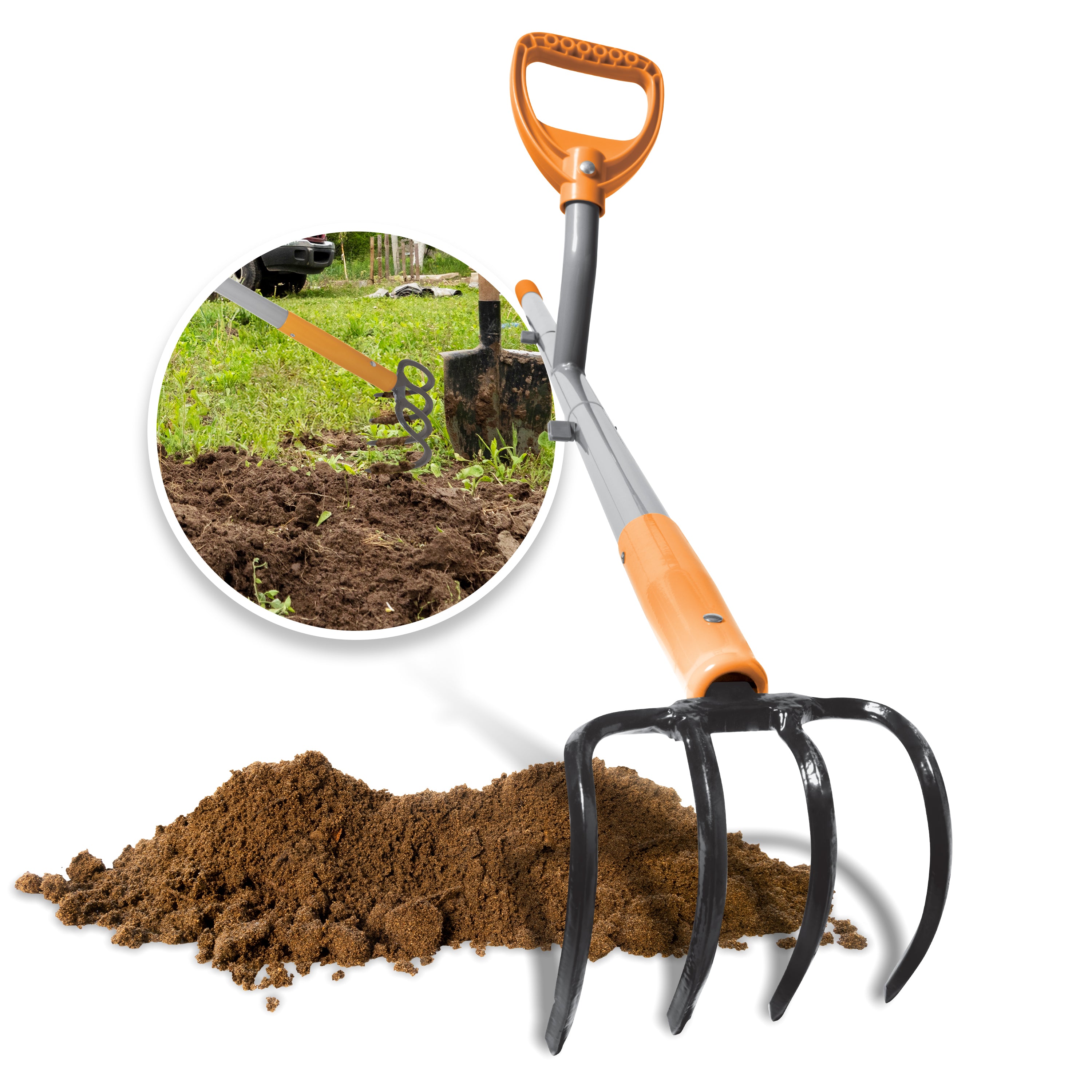 Ergie Systems ERG-CLTV45 Steel Shaft Garden Soil Cultivator | 54-Inch | 4 Tines