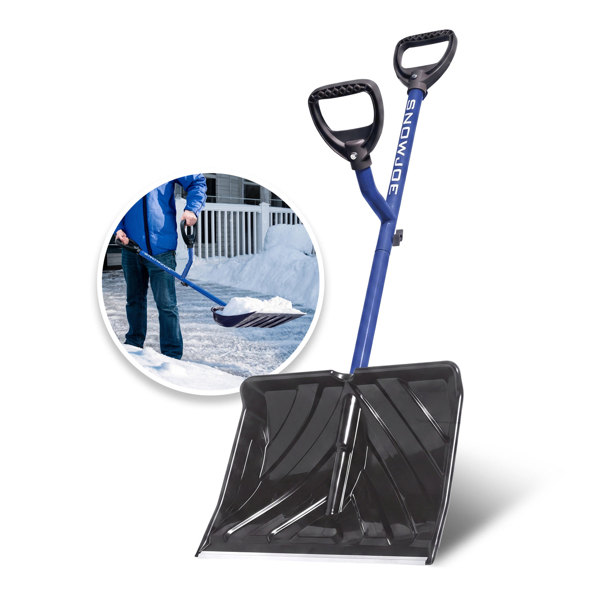 Ergie Systems Steel Shaft Impact Resistant Snow Shovel | 18-Inch Shovel | 34.5-Inch Shaft | Push/Scoop Combination Blade