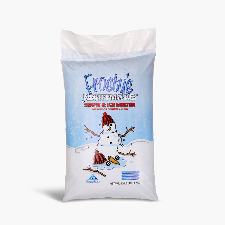 Front of the 40 pound ice and snow melt bag.