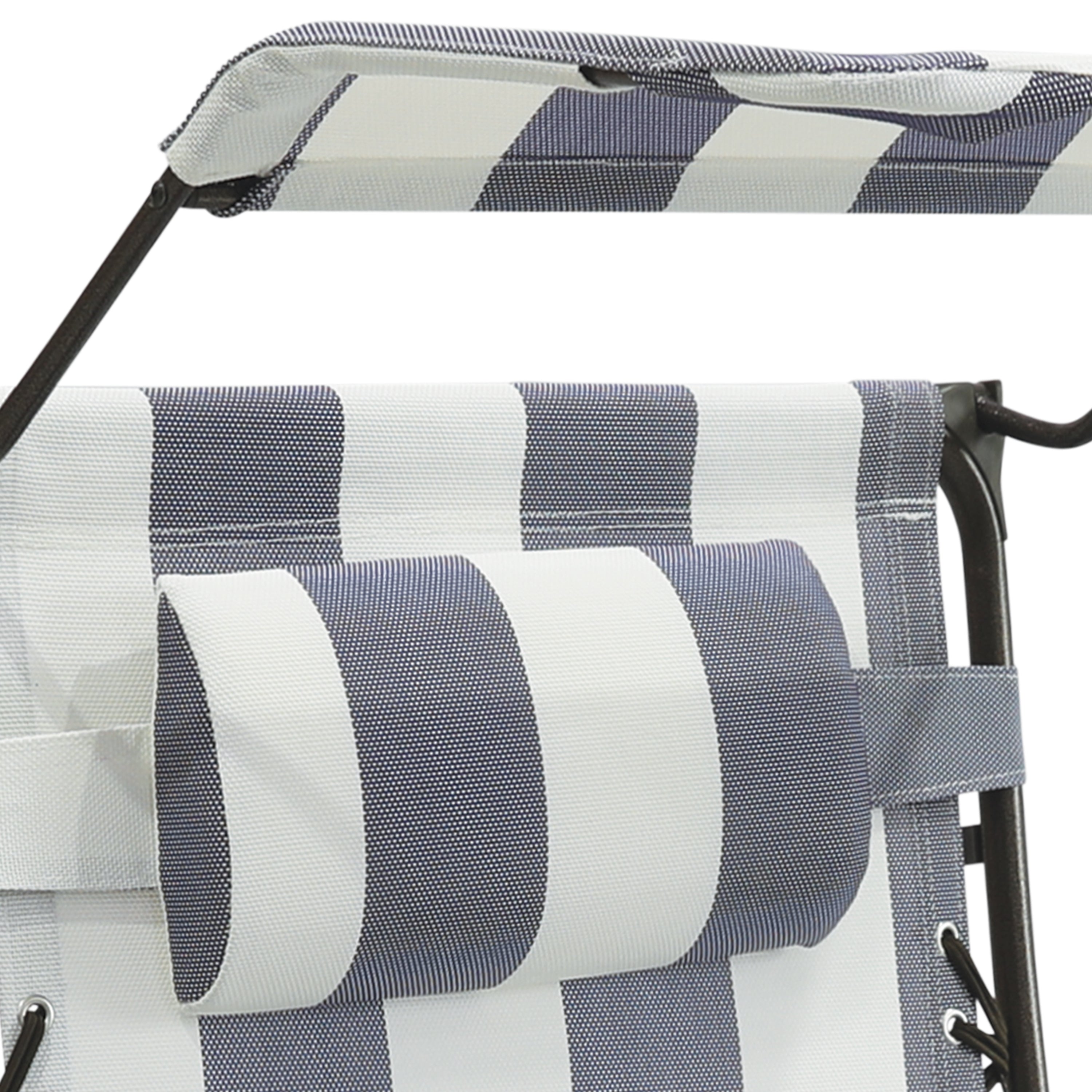 Bliss Hammocks GFC-032-BS-H Gravity Free Chair W/ Canopy, Drink Tray, & Pillow | 32-in. Wide XL | Weather & Rust Resistant | 360 Lb. Capacity (Blue Stripe)
