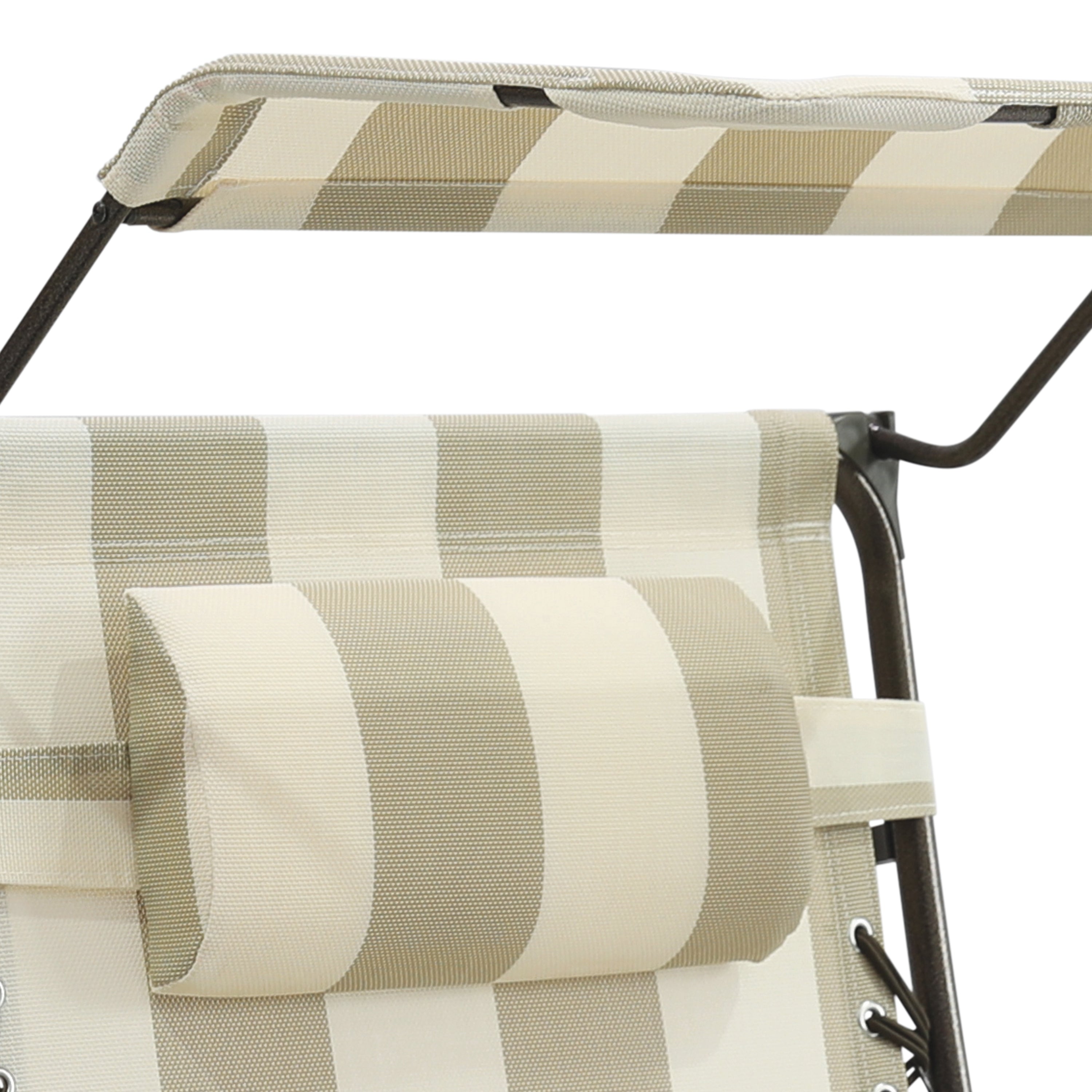 Bliss Hammocks GFC-032-TS-H Gravity Free Chair W/ Canopy, Drink Tray, & Pillow | 32-in. Wide XL | Weather & Rust Resistant | 360 Lb. Capacity (Tan Stripe)