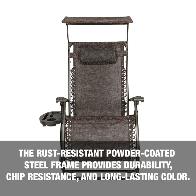 The rust-resistant powder-coated steel frame provides durability, chip resistance, and long-lasting color.