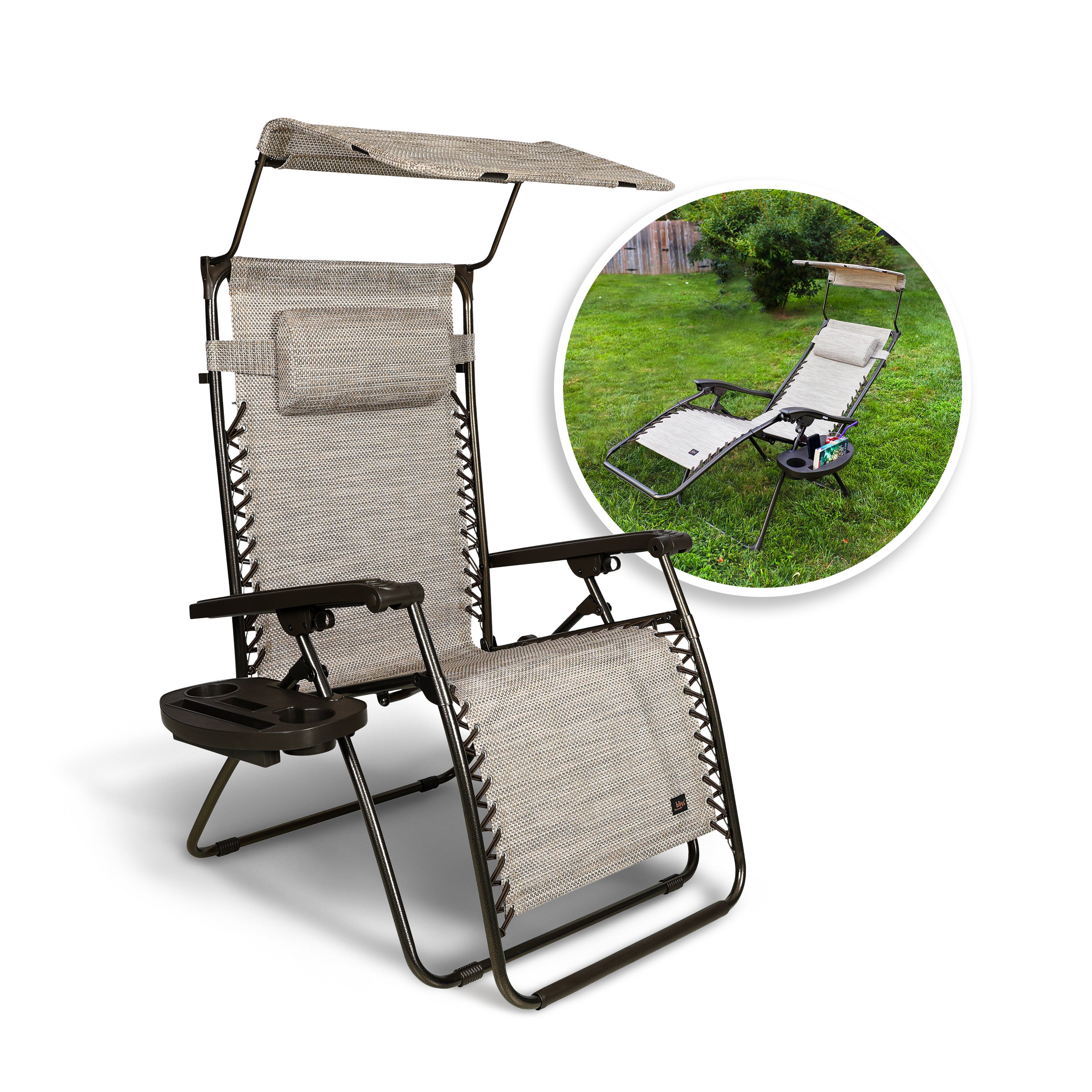 Bliss Hammocks Zero Gravity Chair with inset image of product in use