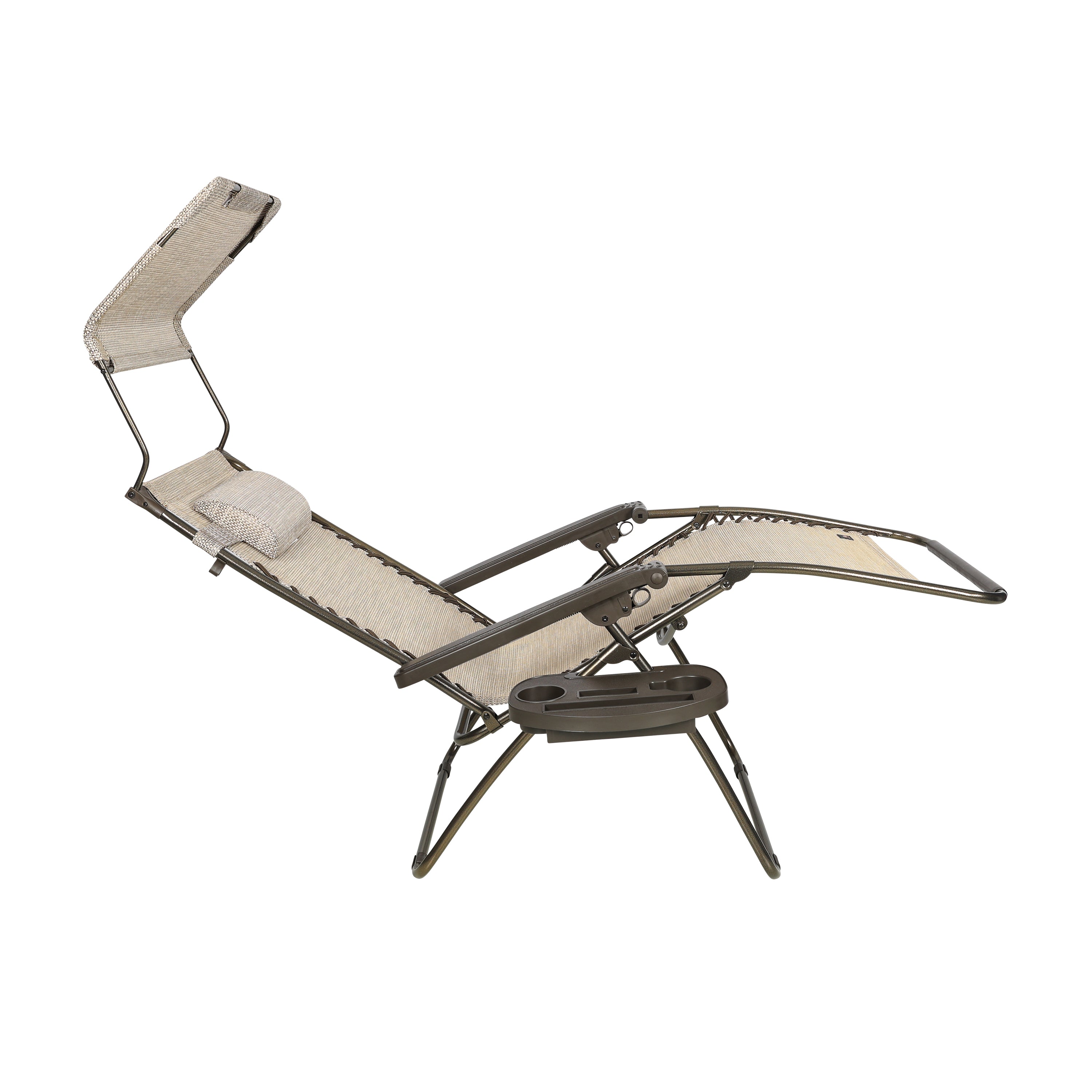 Side view of a reclined 30-inch wide gravity free chair.