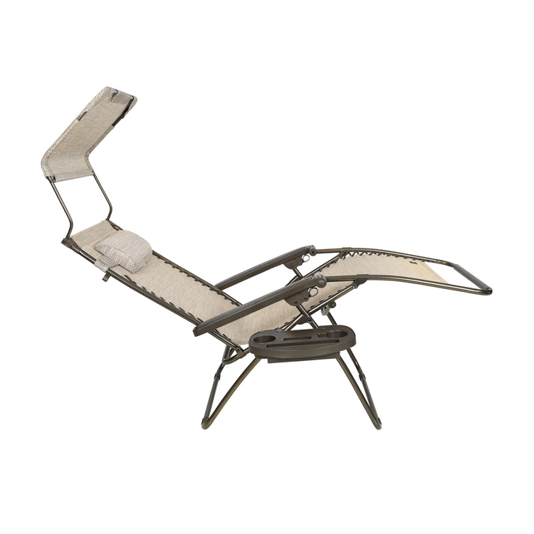 Side view of a reclined 30-inch wide gravity free chair.