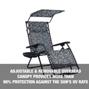 Adjustable and removable overhead canopy provides more than 90 percent protection against the sun's UV rays.