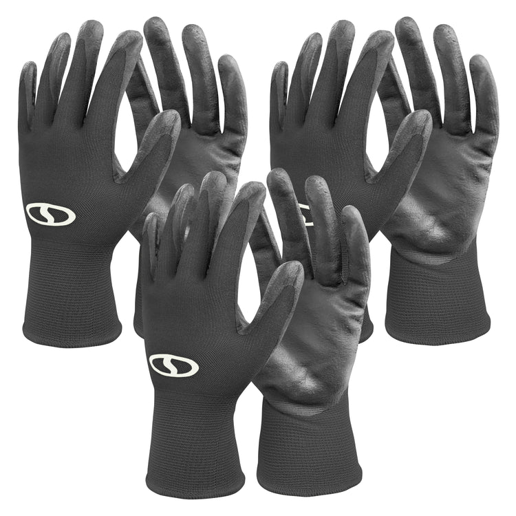 joe's gardening gloves Sun Joe GGNP-S3-BLK Reusable Nitrile-Palm Gloves | Tactile
