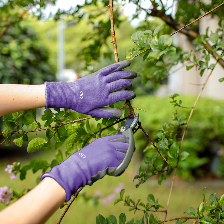 joe's gardening gloves Sun Joe GGNP-S3-PRP Reusable Nitrile-Palm Gloves | Tactile