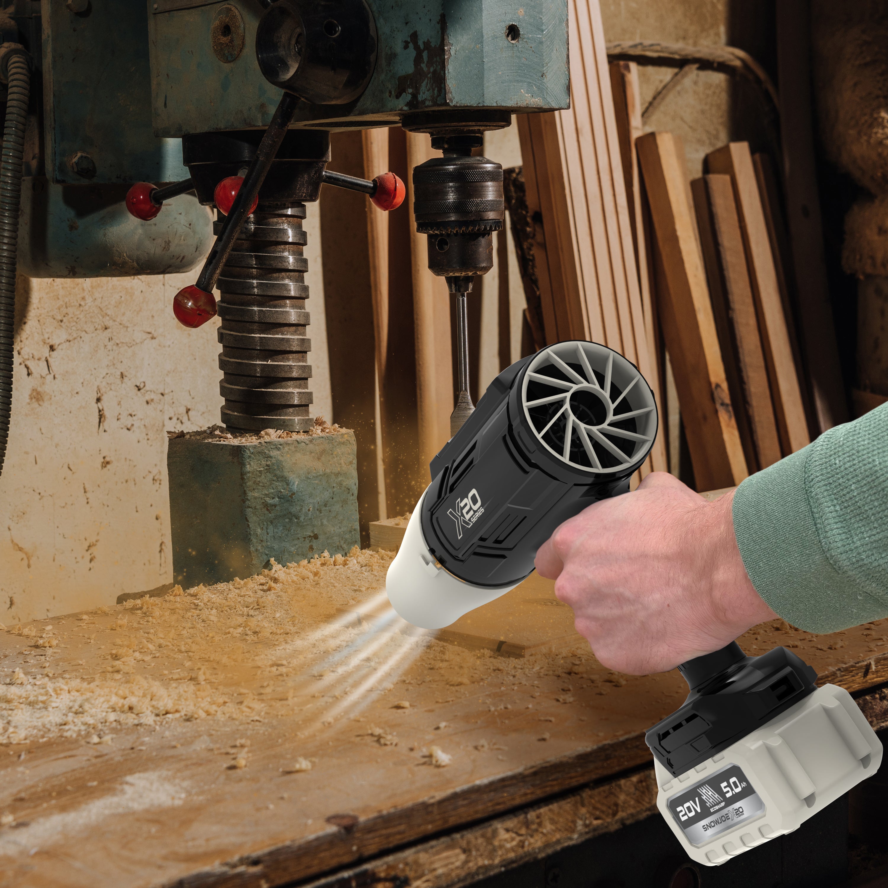 Sun Joe 20-Volt ECOSHARP Cordless X20 StormJet Handheld Turbo Blower  | 40 CFM | 5.0-Ah Battery + Charger (Pink)