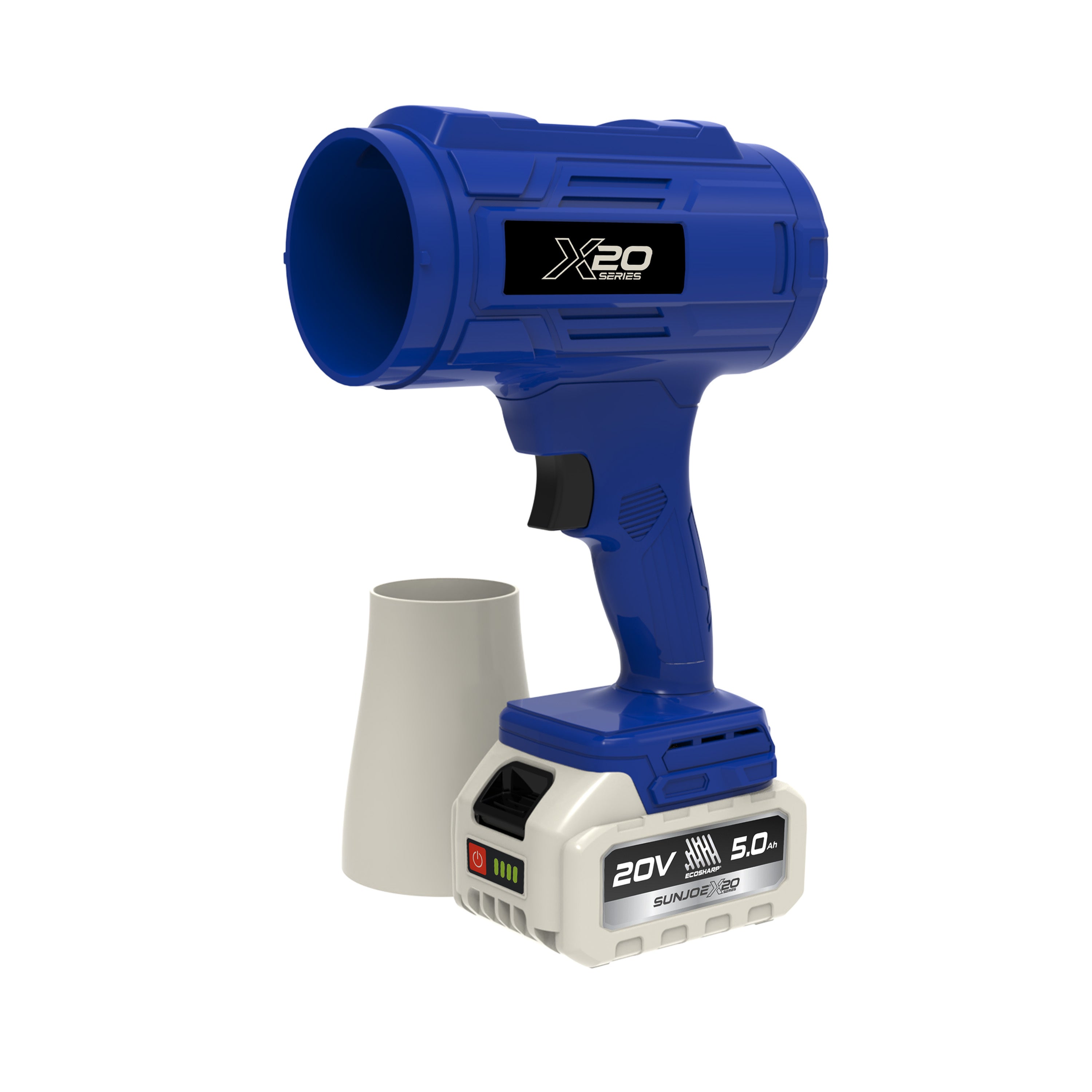 Sun Joe GO-SRMJET-5A-BLU Cordless Stormjet Turbo Blower | 40 CFM | 5.0-Ah Batteries + Charger (Blue)