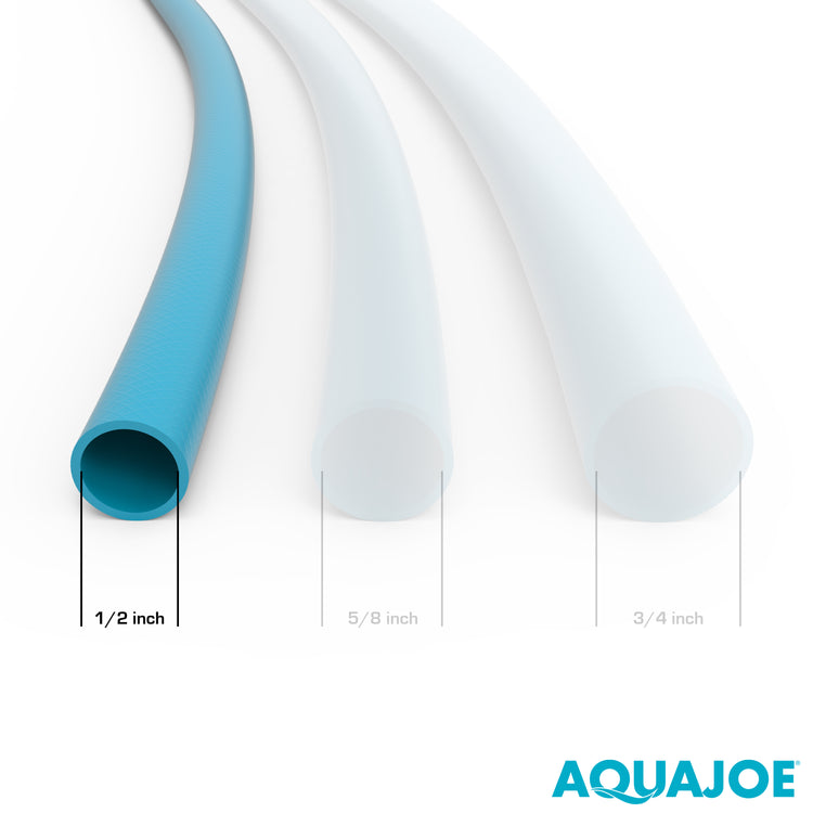 Infographic showing the 1/2 hose diameter compared to larger sizes.