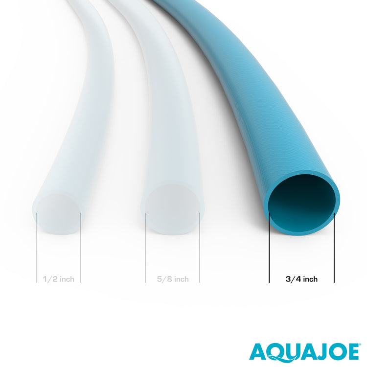 Infographic comparing the 3/4-inch diameter hose to the 5/8 and 1/2-inch hoses.