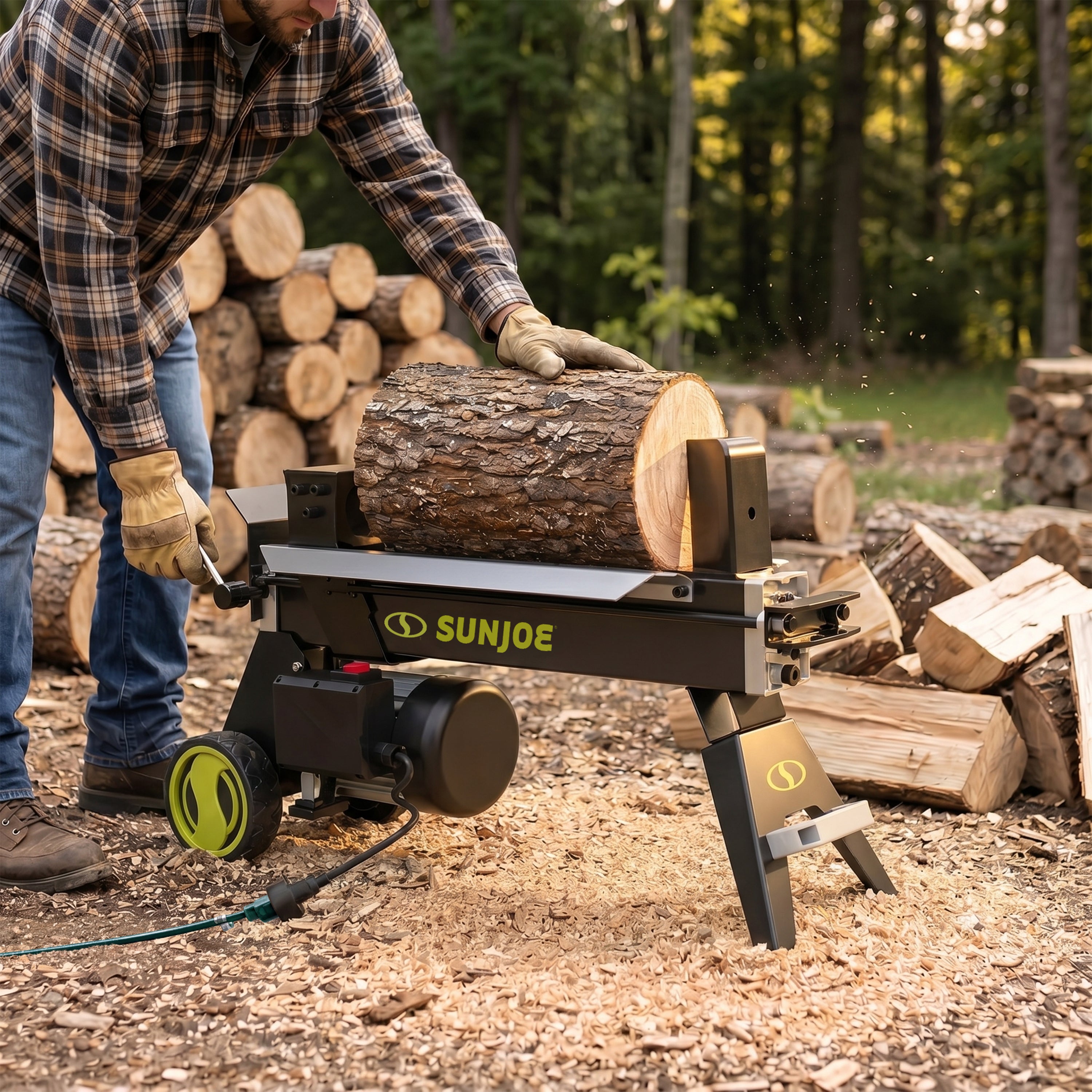 Sun Joe LJ602E Electric Log Splitter | 5-Ton | 15 Amp | Hydraulic Ram