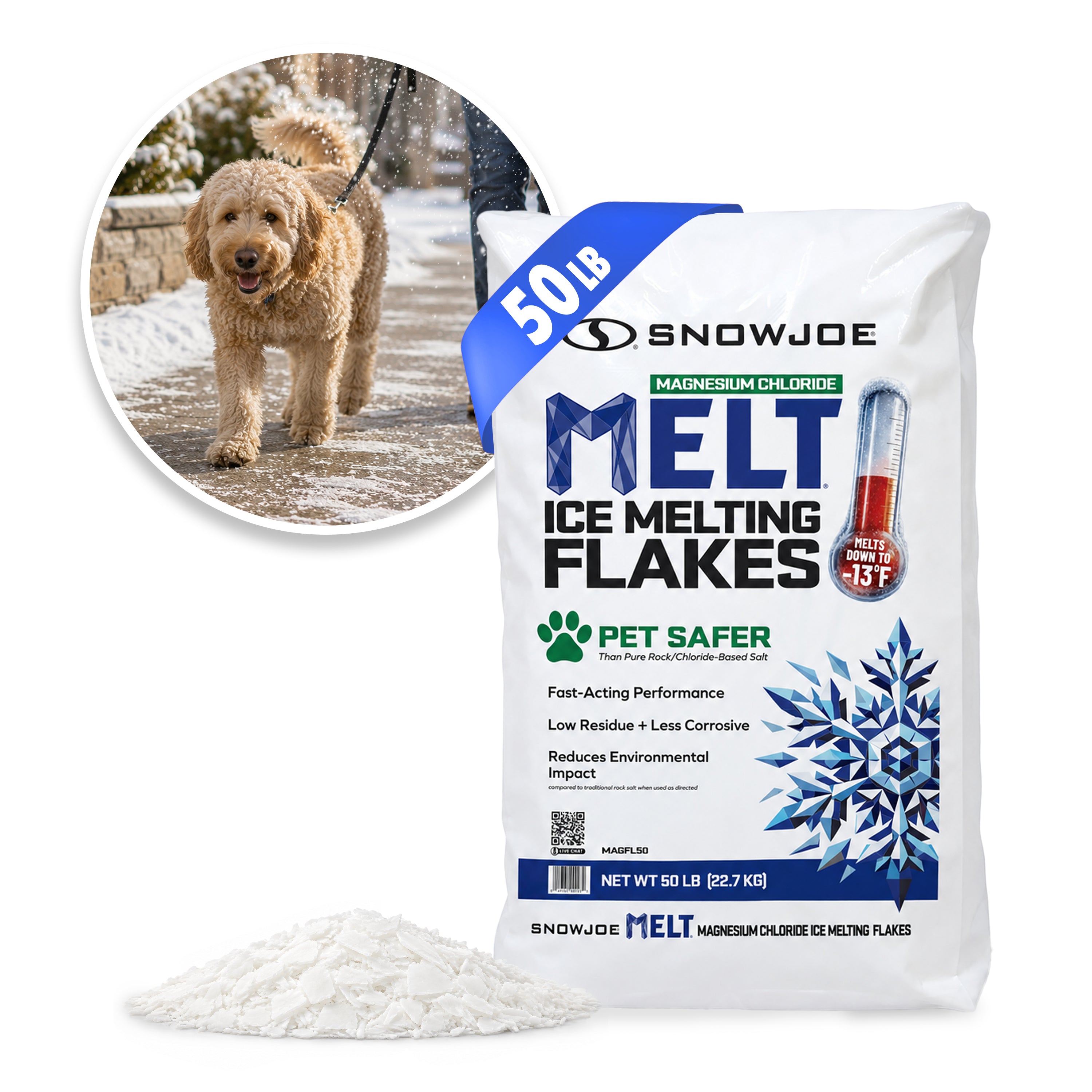 Snow Joe Magnesium Chloride Melt Ice Melting Flakes | Pet Safer | Melts Down To -13°F
