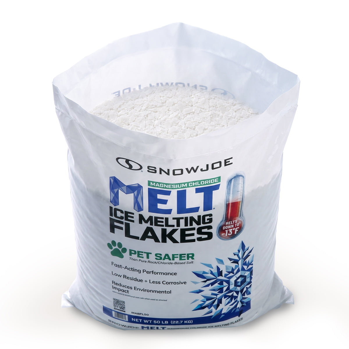 Open MAGFL50 bag showing ice melting flakes