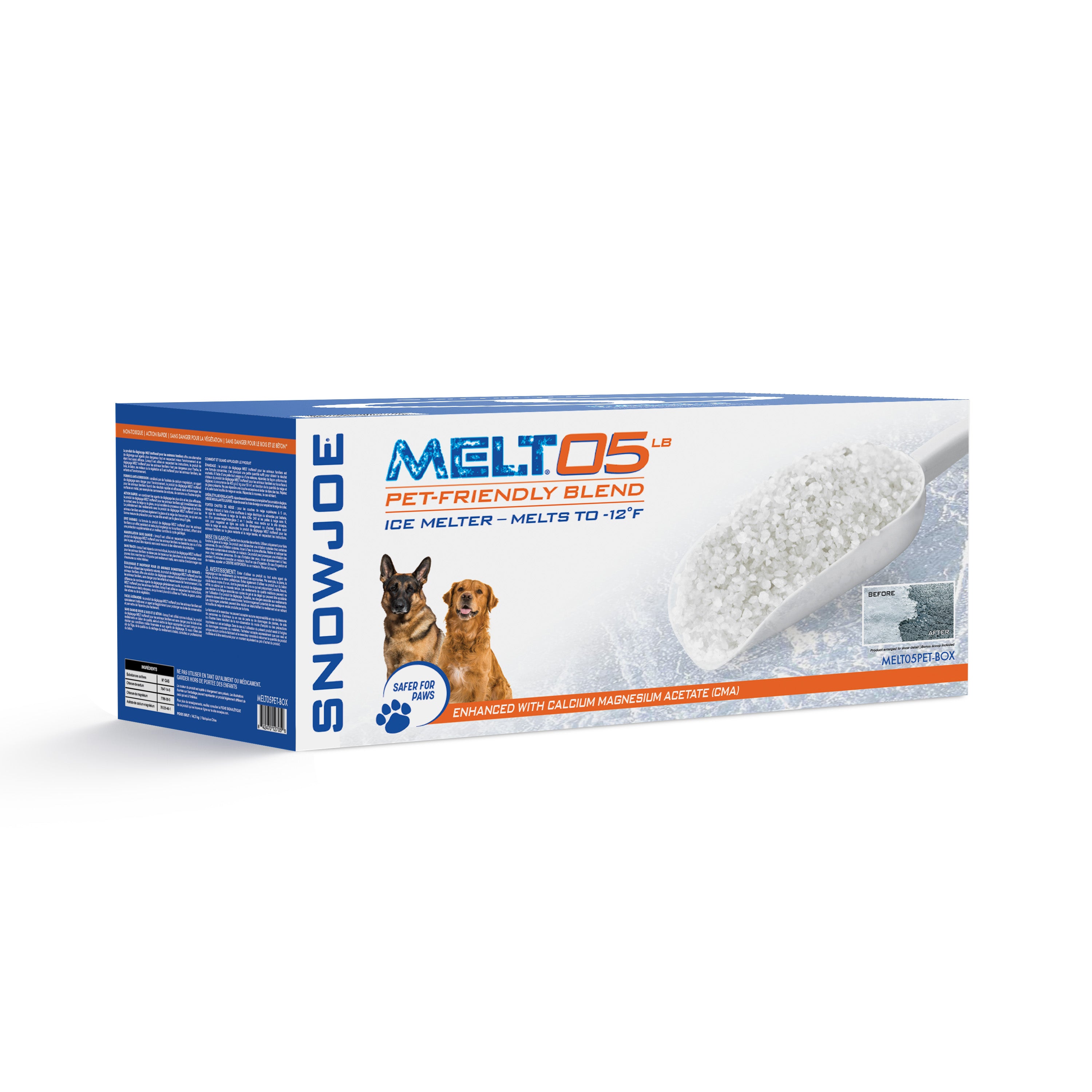 Snow Joe 5-pound box of Pet-Safer Premium Ice Melt.