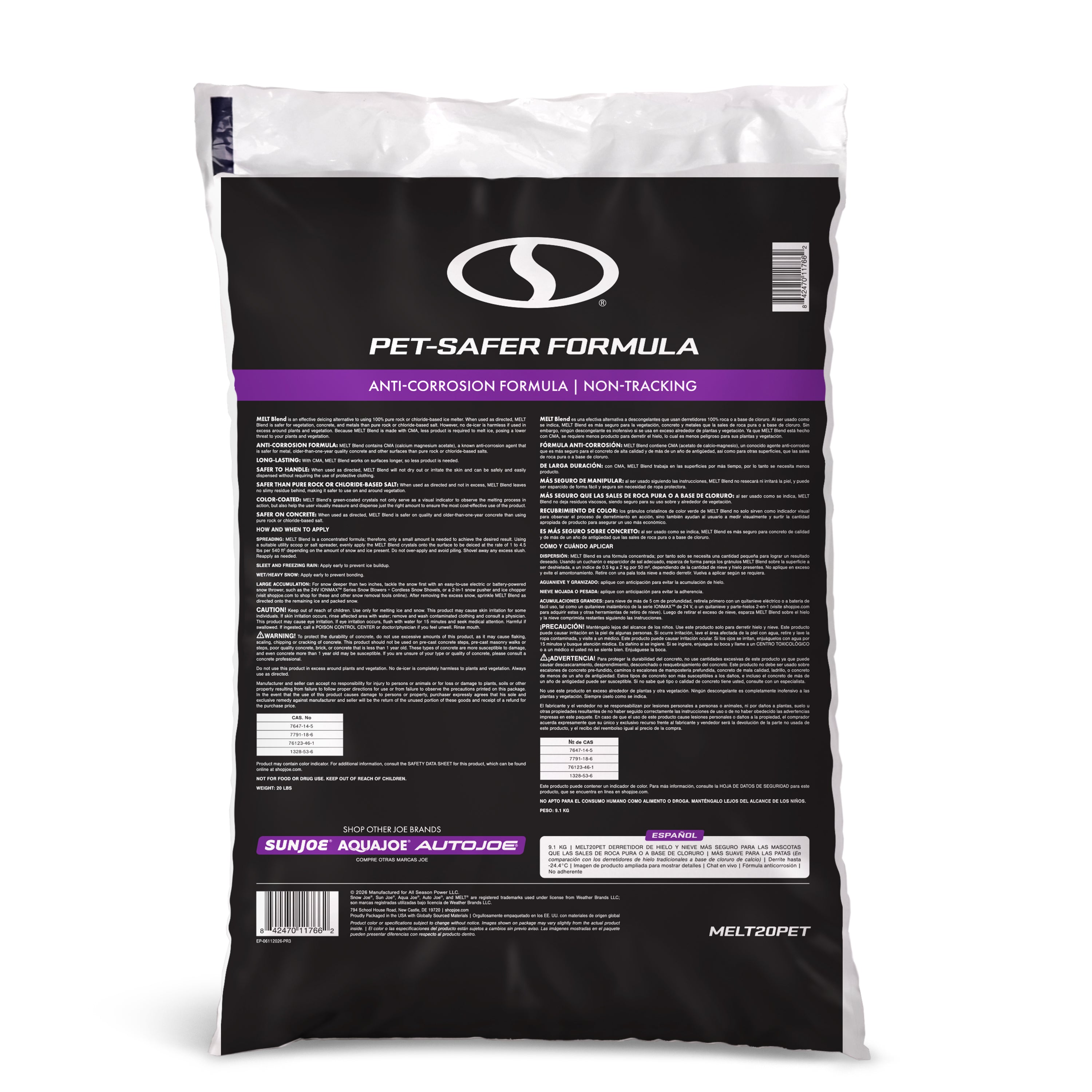 Snow Joe MELT20PET Pet Friendly Ice Melt | 20-LBS | Safe for Paws