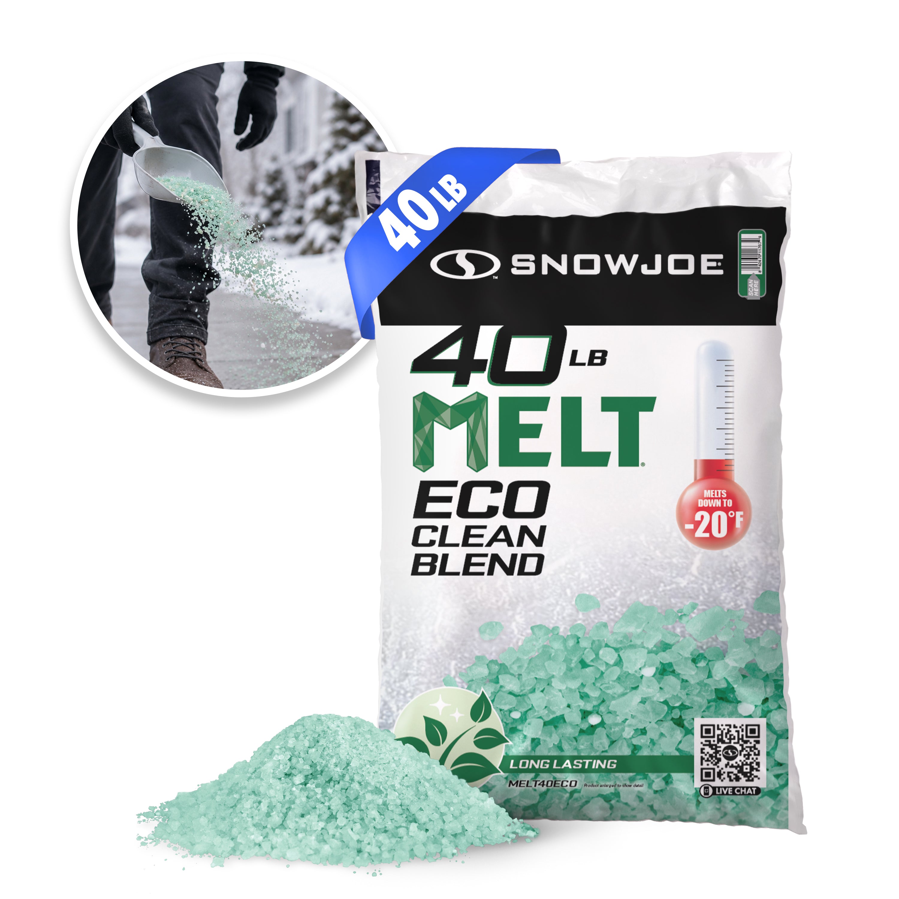 Snow Joe Eco Clean Ice Melt | 40-Lb. Bag | Melts Down To -20°F