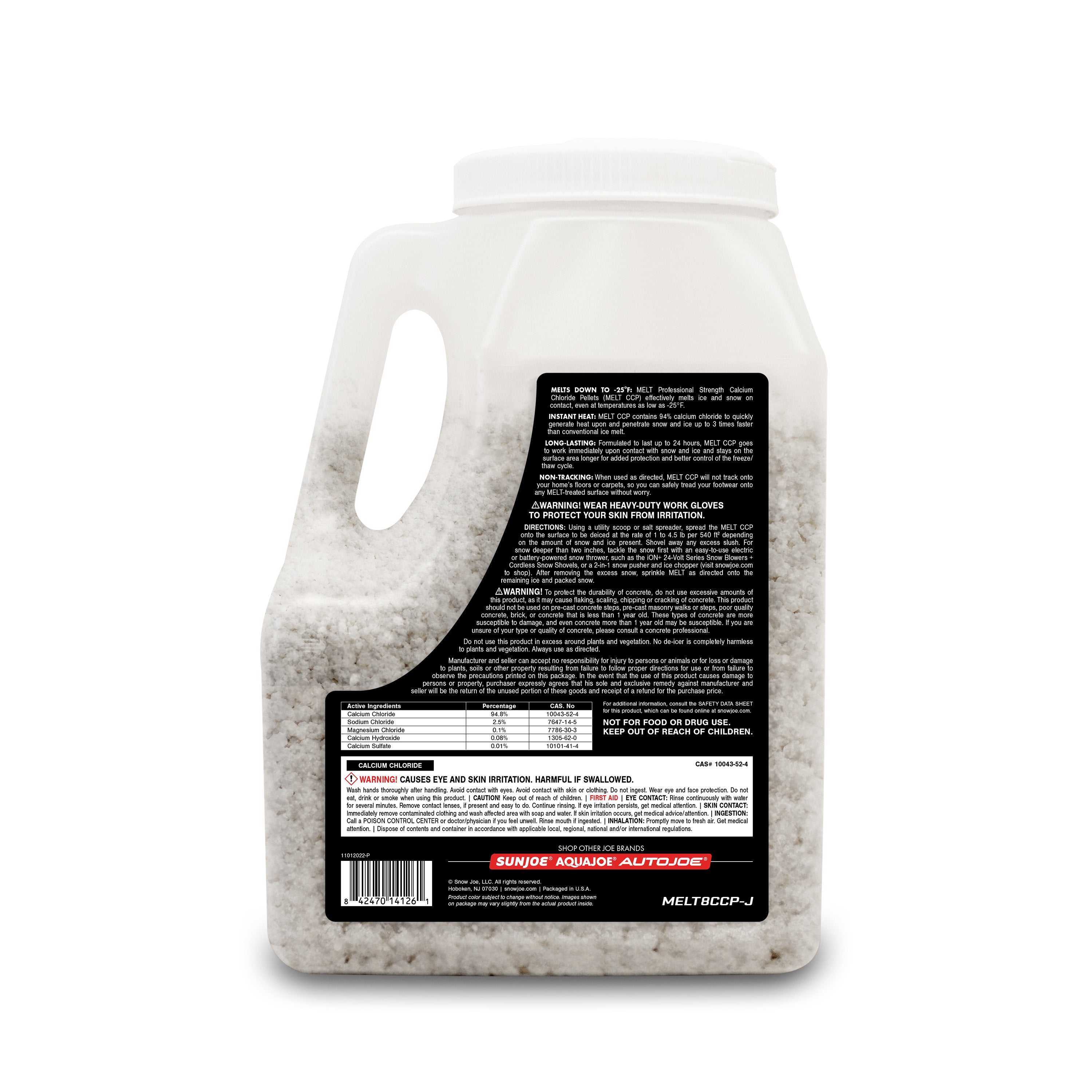 Snow Joe MELT8CCP-J Calcium Chloride Pellets Professional Strength Ice Melter| 8 Lbs.