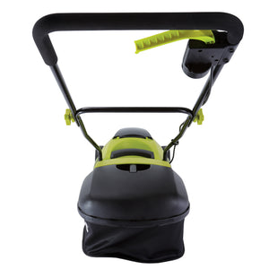 Rear view of the Sun Joe 24-Volt Cordless 14-inch Lawn Mower.