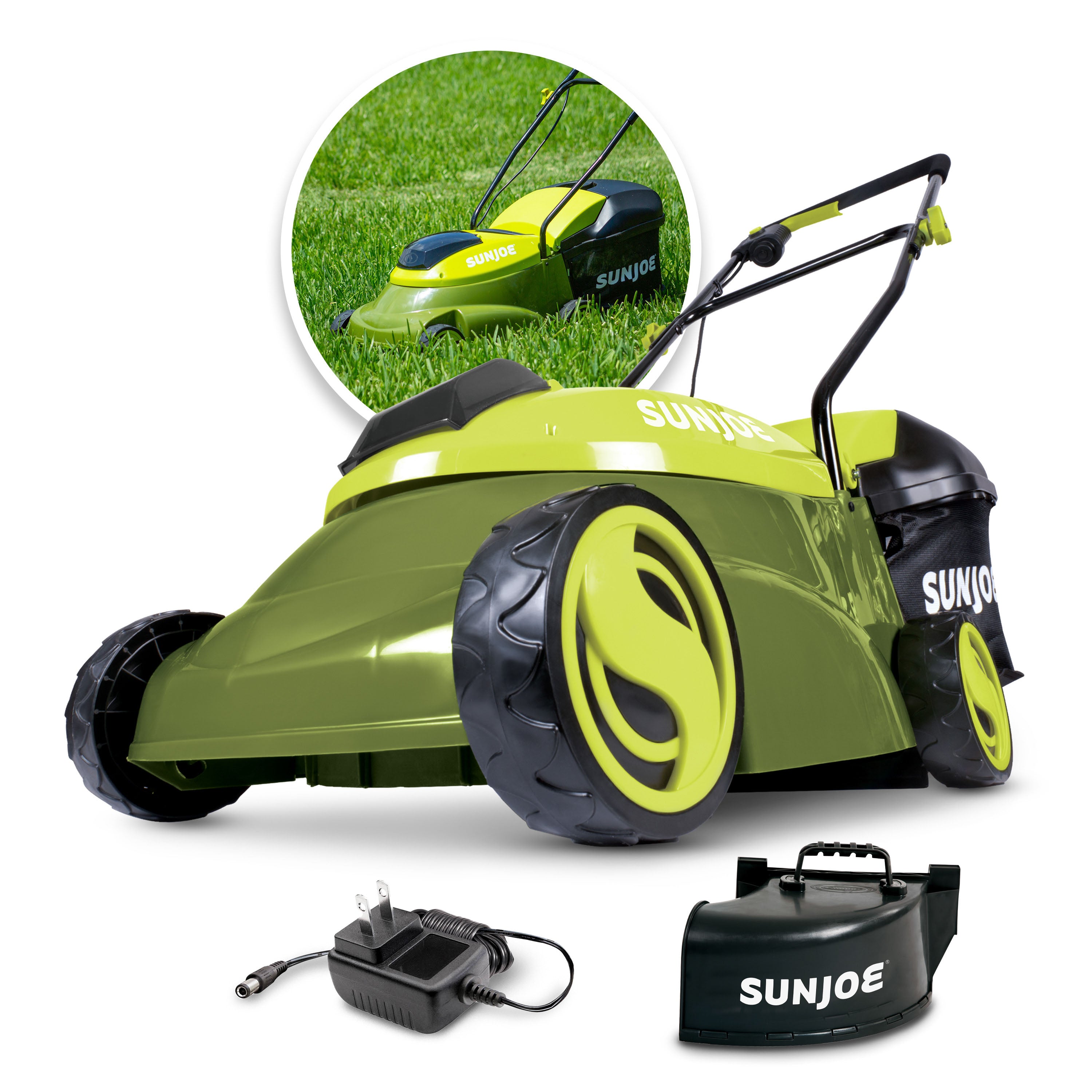 Sun Joe MJ401C-PRO Cordless Push Lawn Mower | 14-in | 28 Volt | Discharge Chute