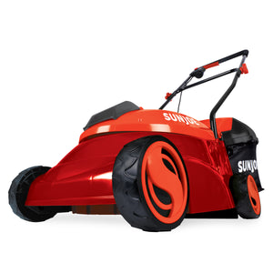 Sun Joe 28-volt 5-amp 14-inch Brushless Cordless red Lawn Mower.