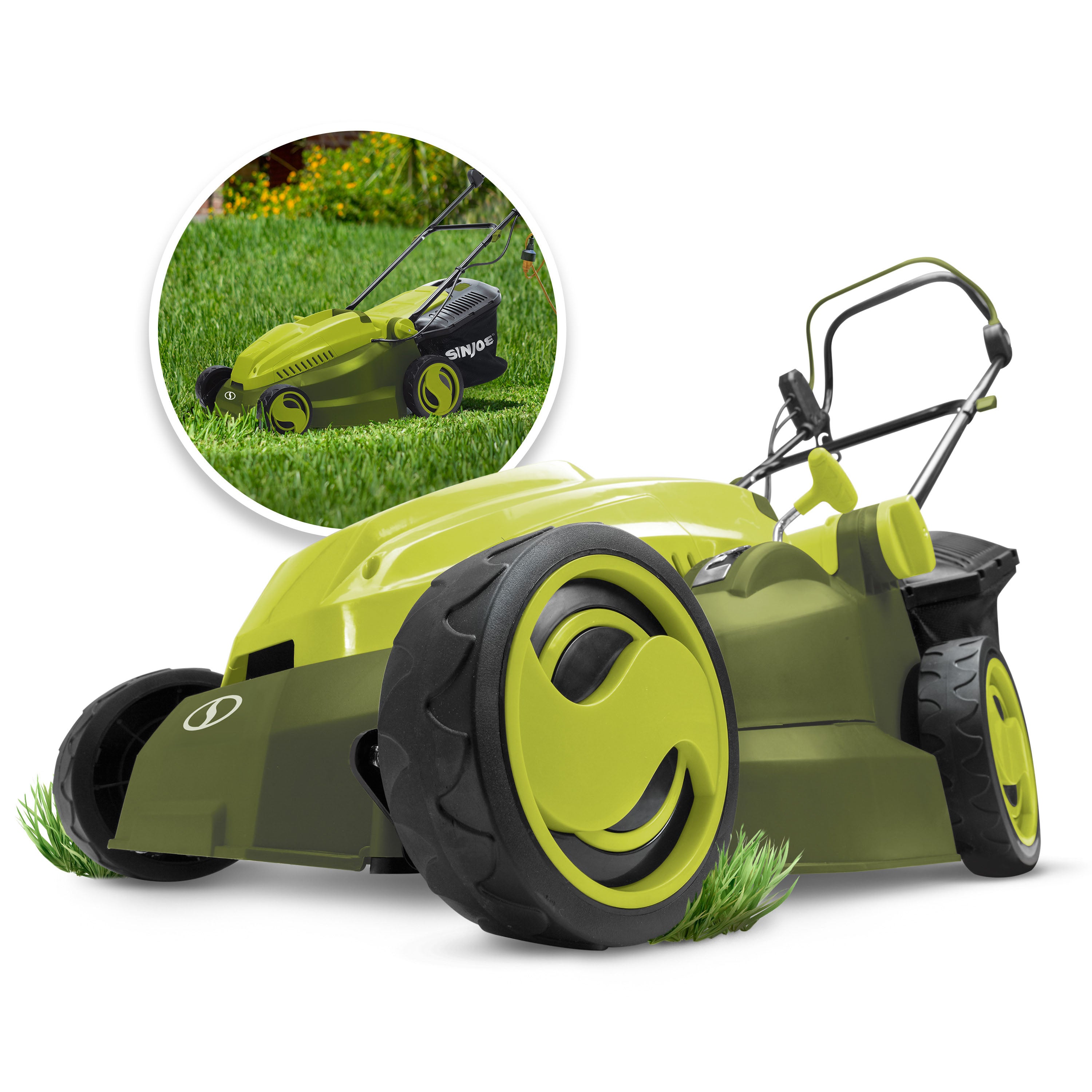 Sun Joe MJ402E Electric Lawn Mower | 16-inch Deck | 12-Amp | 6-Position | 9.3-Gal Collection Bag