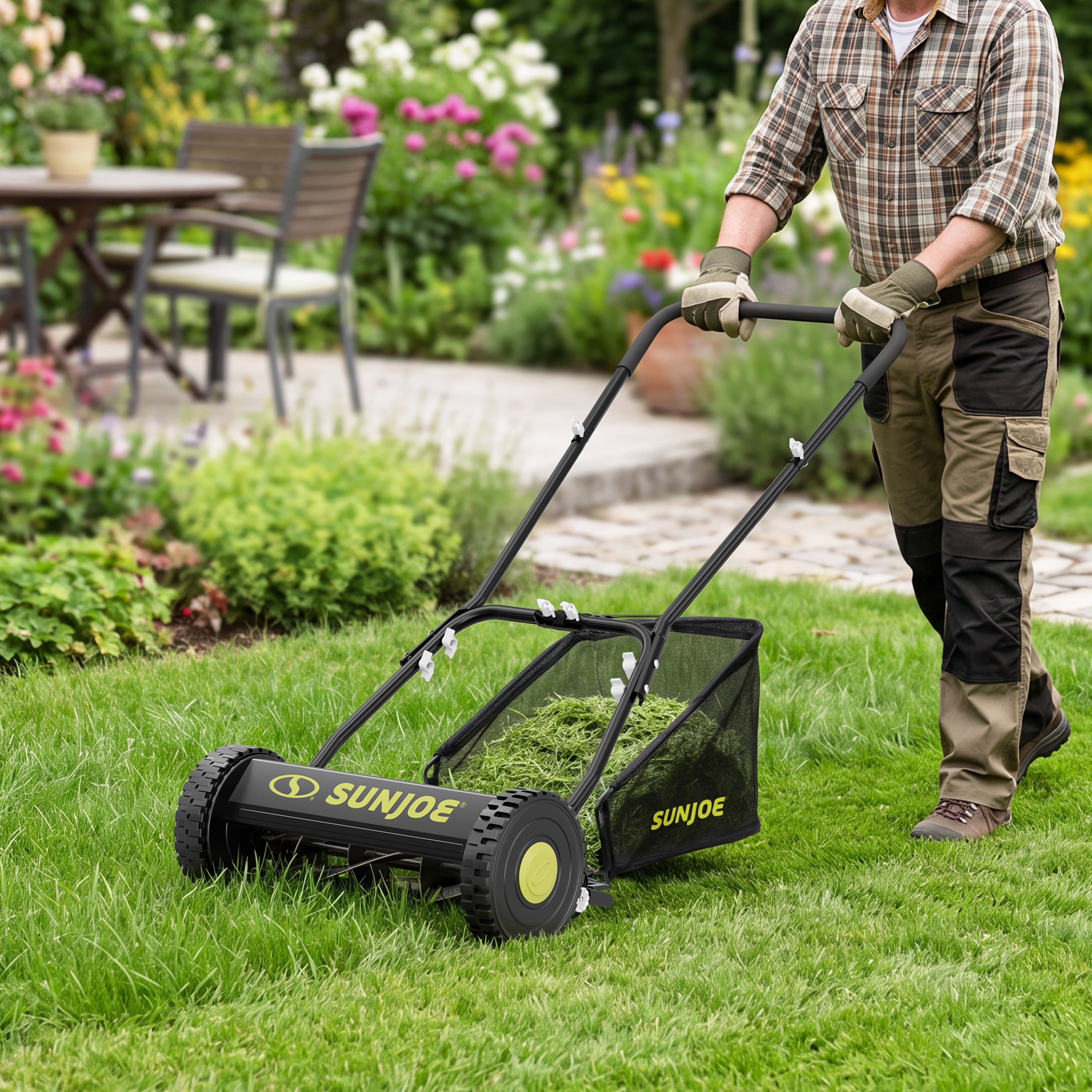 Sun Joe Manual Reel Mower W/ Grass Catcher | 16-inch | 4-Position