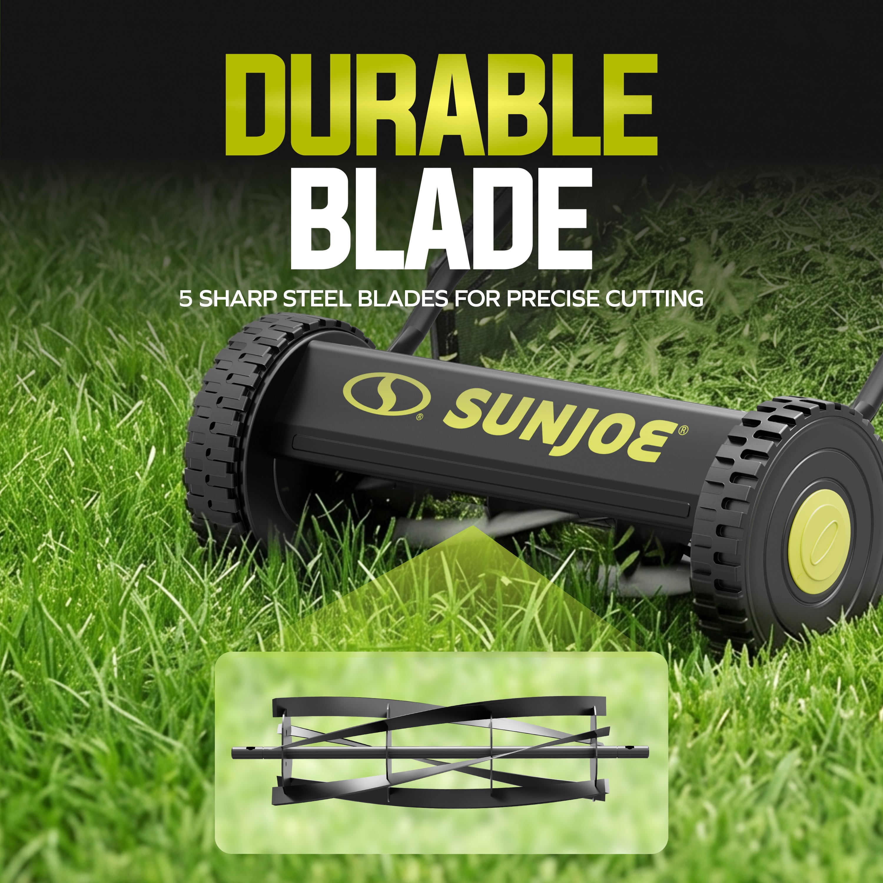 Sun Joe Manual Reel Mower W/ Grass Catcher | 16-inch | 4-Position