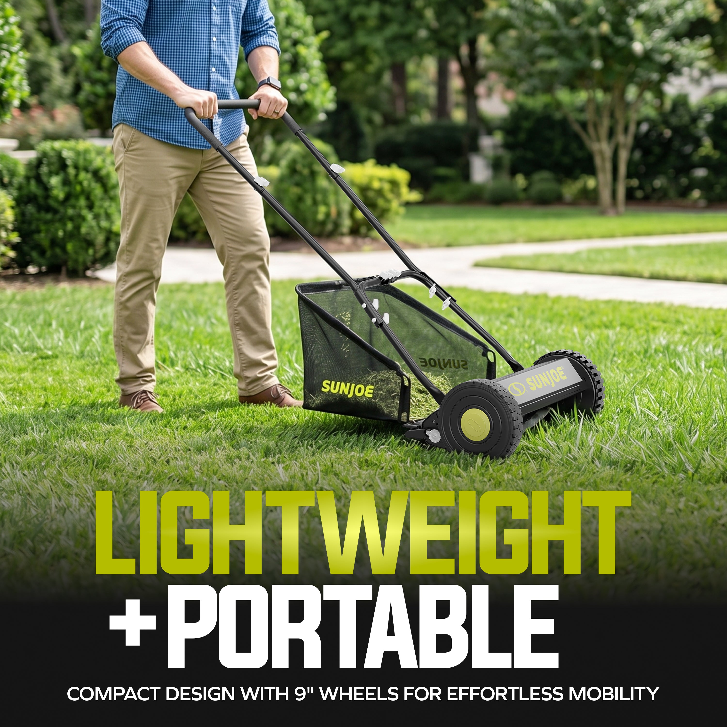 Sun Joe Manual Reel Mower W/ Grass Catcher | 16-inch | 4-Position