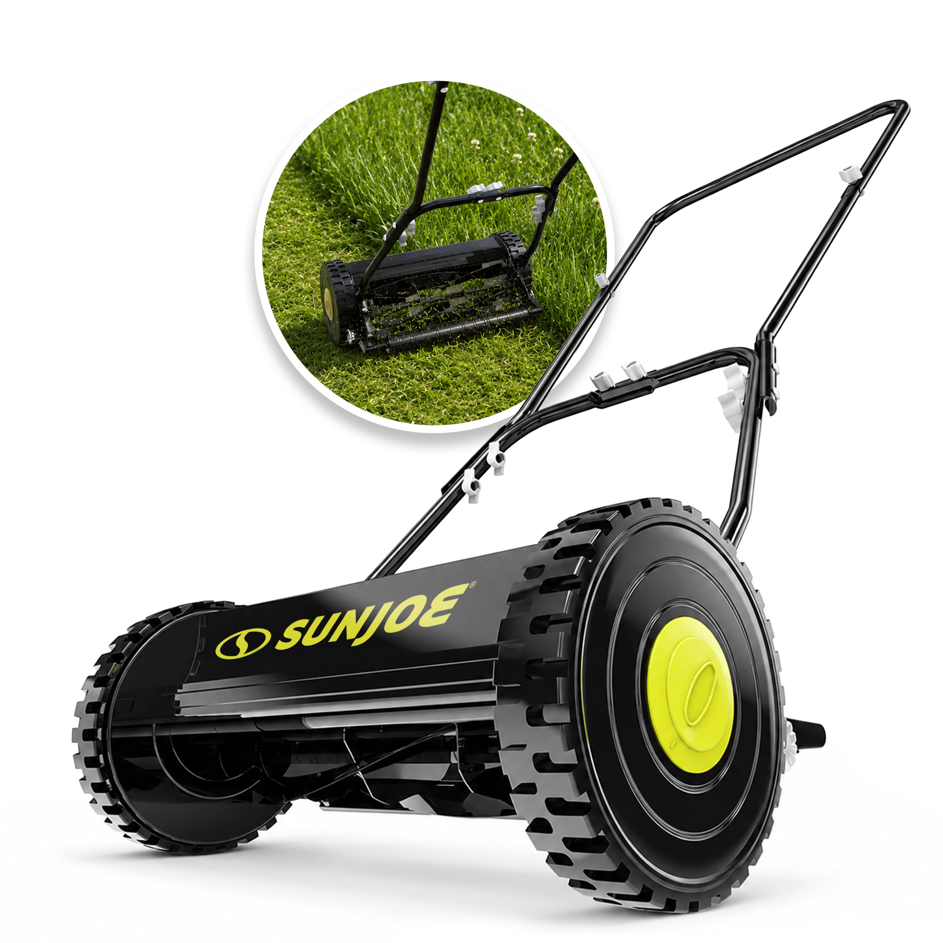 Sun Joe Manual Reel Mower without Grass Catcher | 16 inch | 4 Height Positions