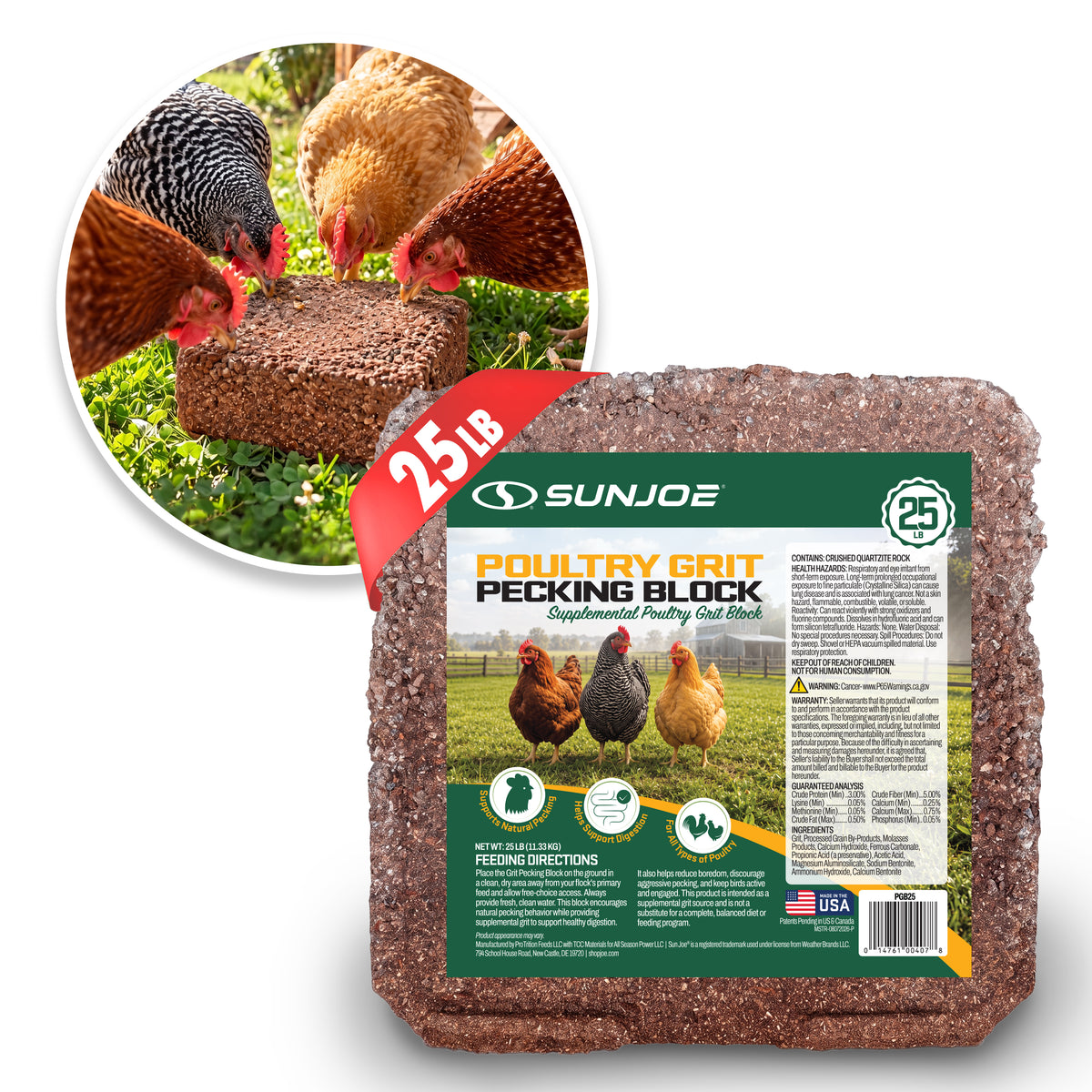 Sun Joe PGB25 poultry grit pecking block