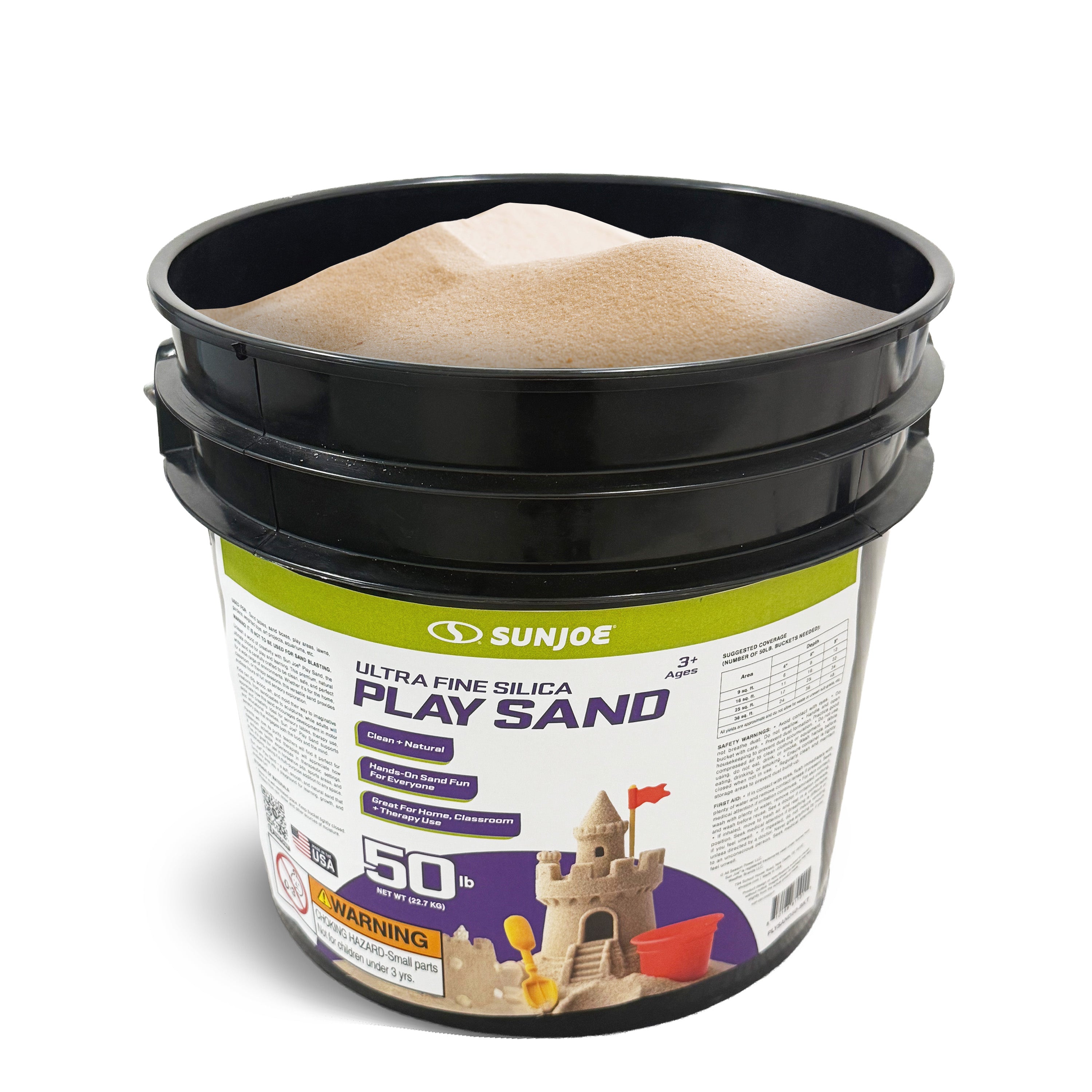 Sun Joe Ultra Fine Silica Play Sand | 50 Lb. Bucket