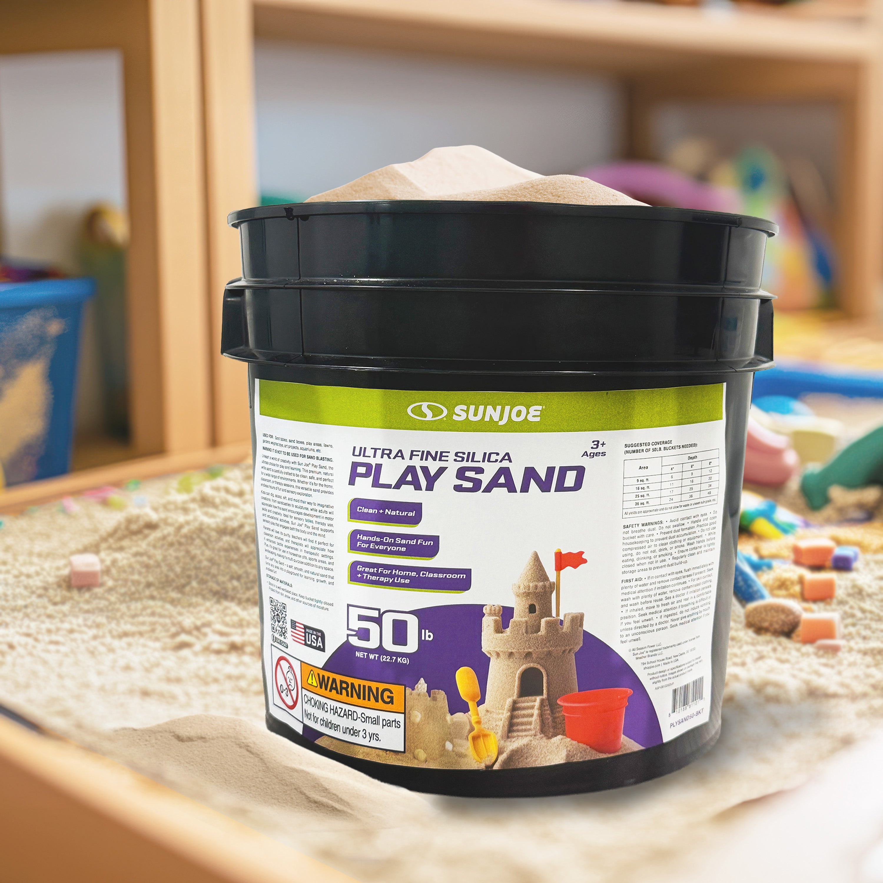 Sun Joe Ultra Fine Silica Play Sand | 50 Lb. Bucket
